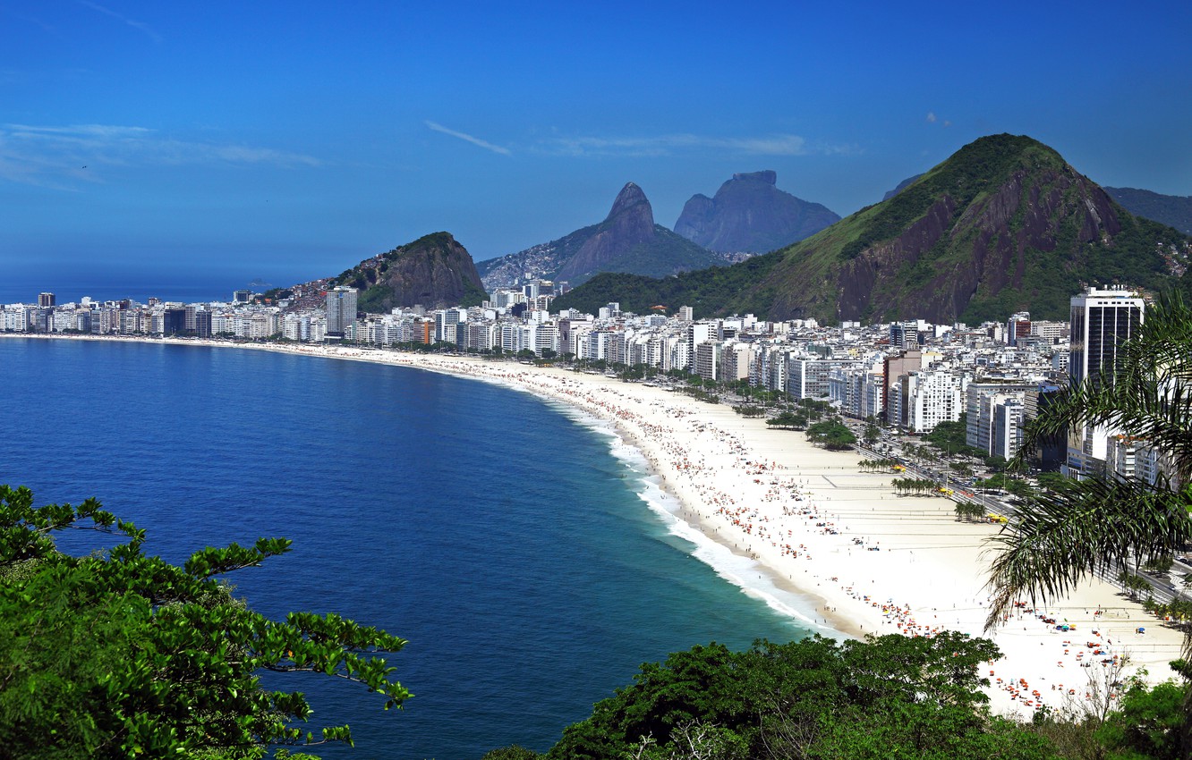 Wallpaper sea, beach, the sky, mountains, blue, coast, home, panorama, Brazil, the view from the top, Rio de Janeiro, Rio de Janeiro image for desktop, section город