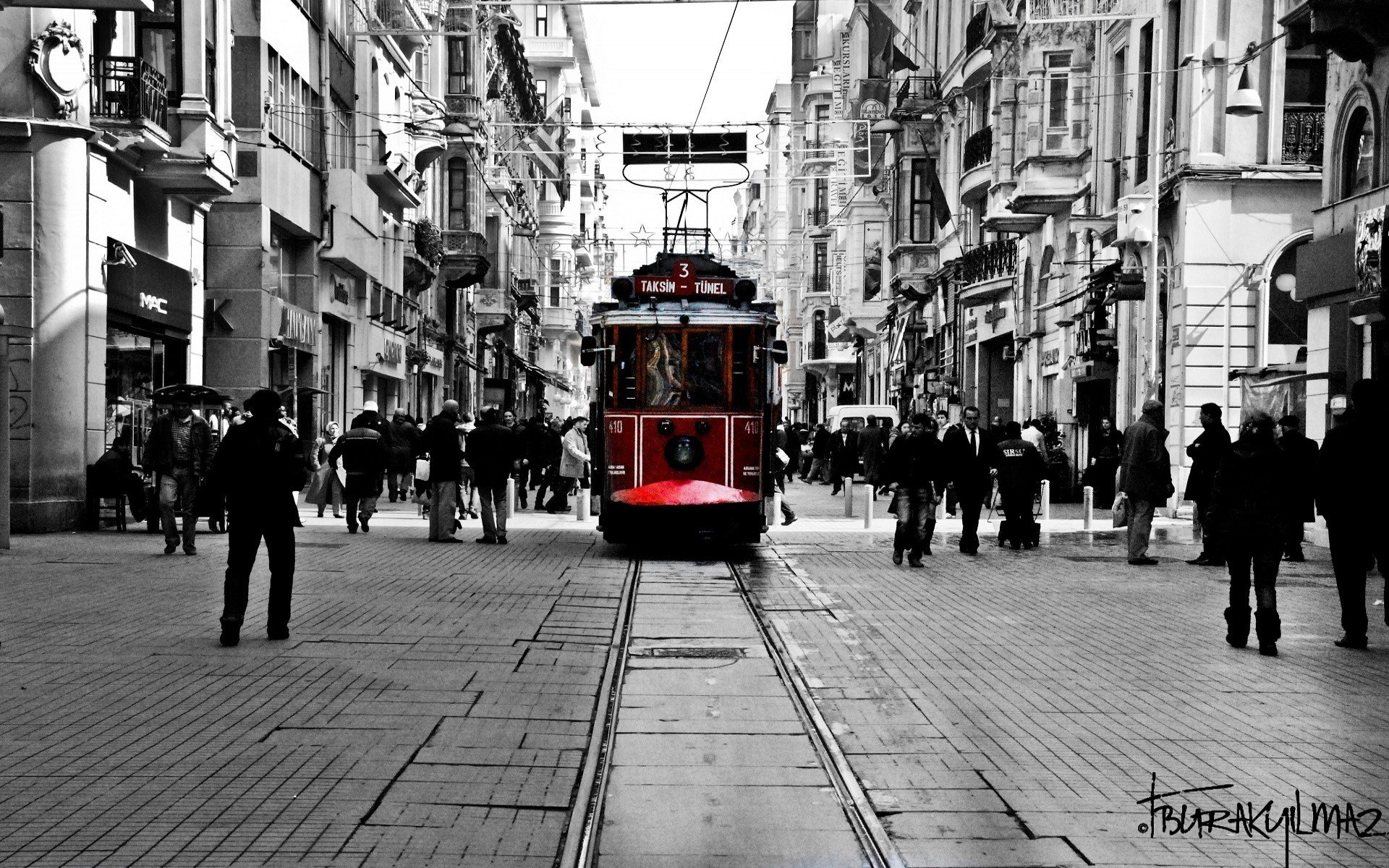 Download Wallpaper turkey istanbul people tram taksim, 1920x The city's tram in Taksim Square (Istanbul)