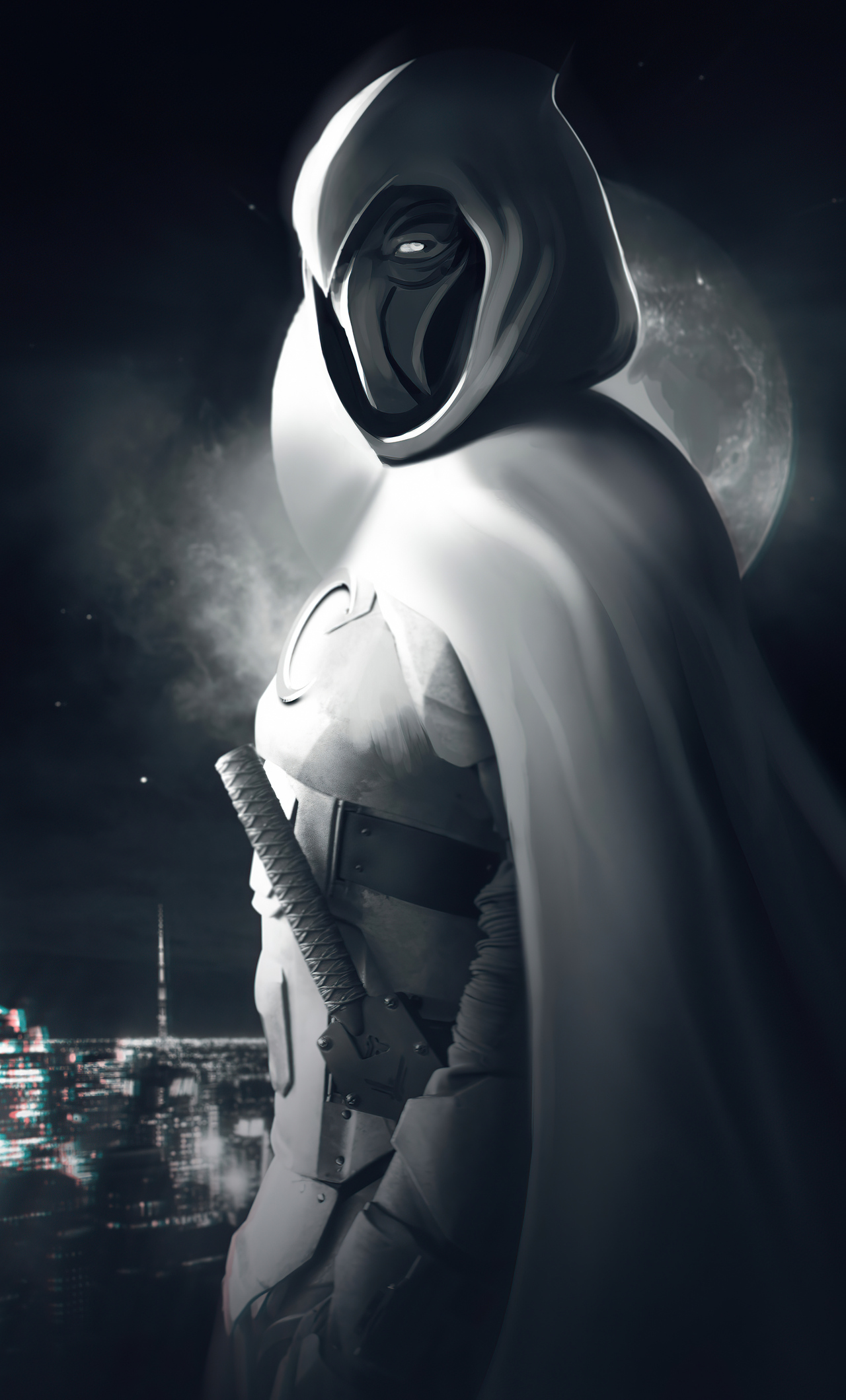 Moon Knight Monochrome 4K HD Superheroes Wallpapers, HD Wallpapers