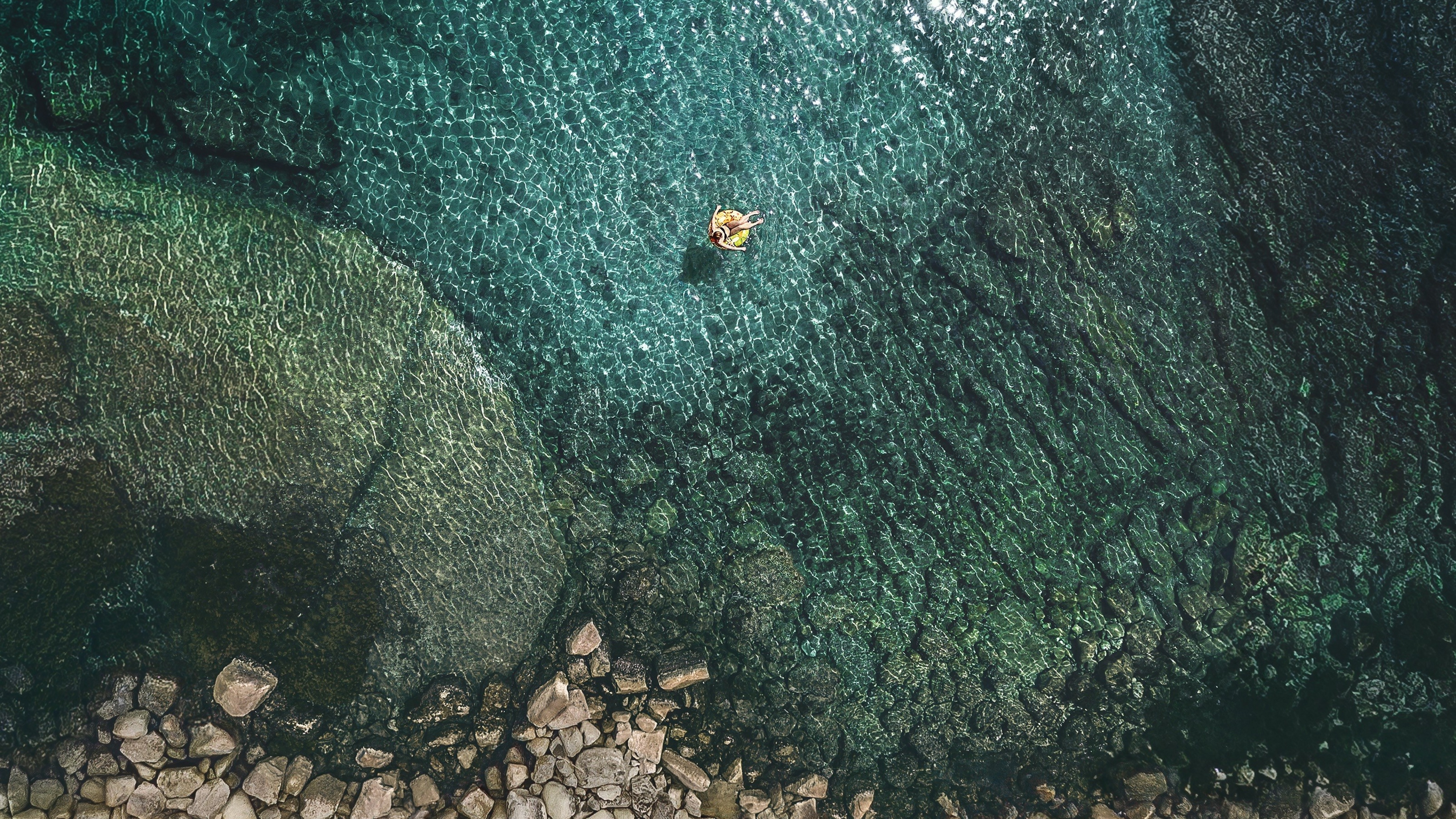 Aerial view Wallpaper 4K, Summer, Seashore, Rocks, Relax, iOS Stock, Photography