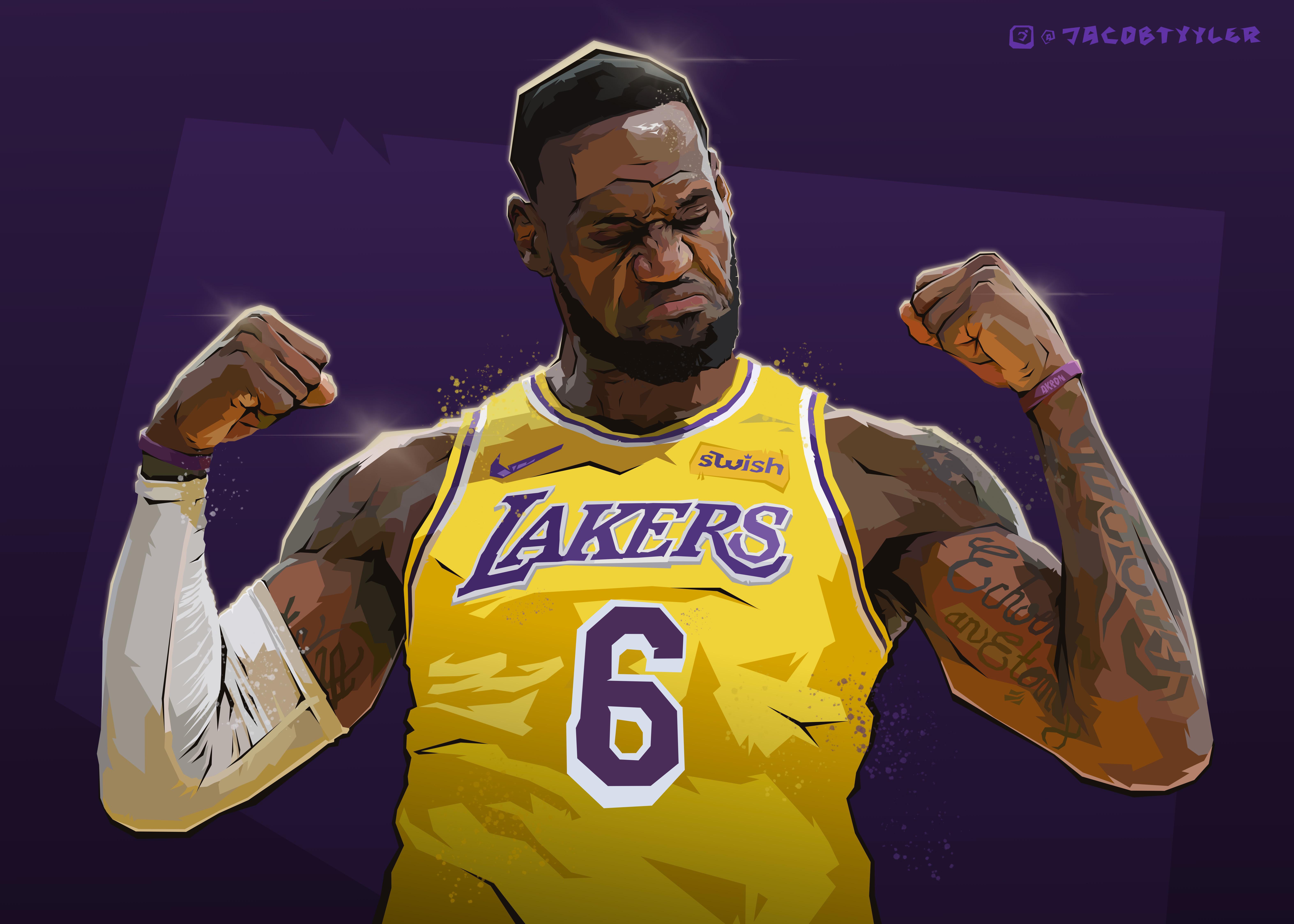 Download Lebron James With Lakers Flag Wallpaper  Wallpaperscom