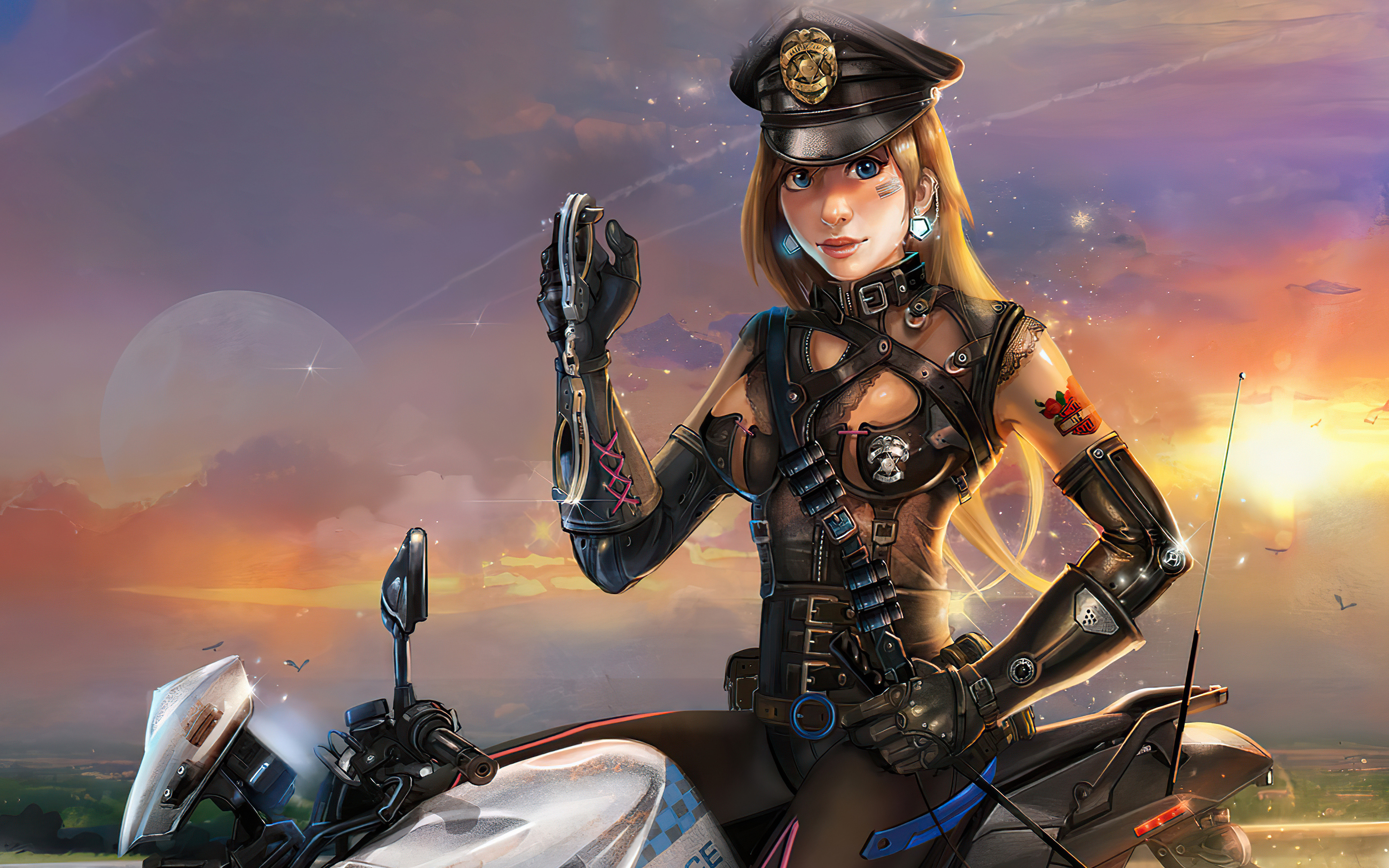 Cyber Police Girl On Bike 4k Macbook Pro Retina HD 4k Wallpaper, Image, Background, Photo and Picture