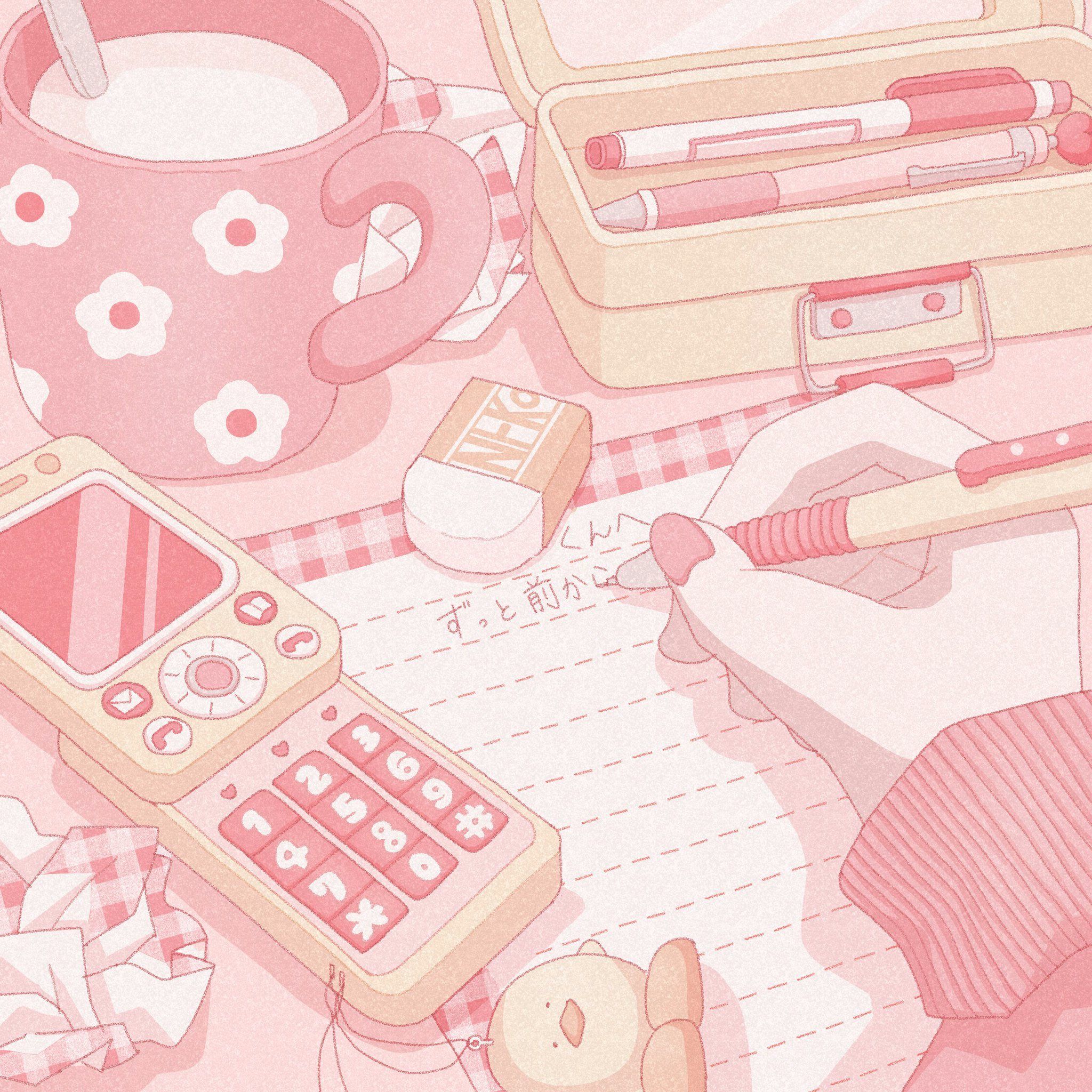 ねこぽた。 on Twitter. Aesthetic anime, Cute anime wallpaper, Pink anime