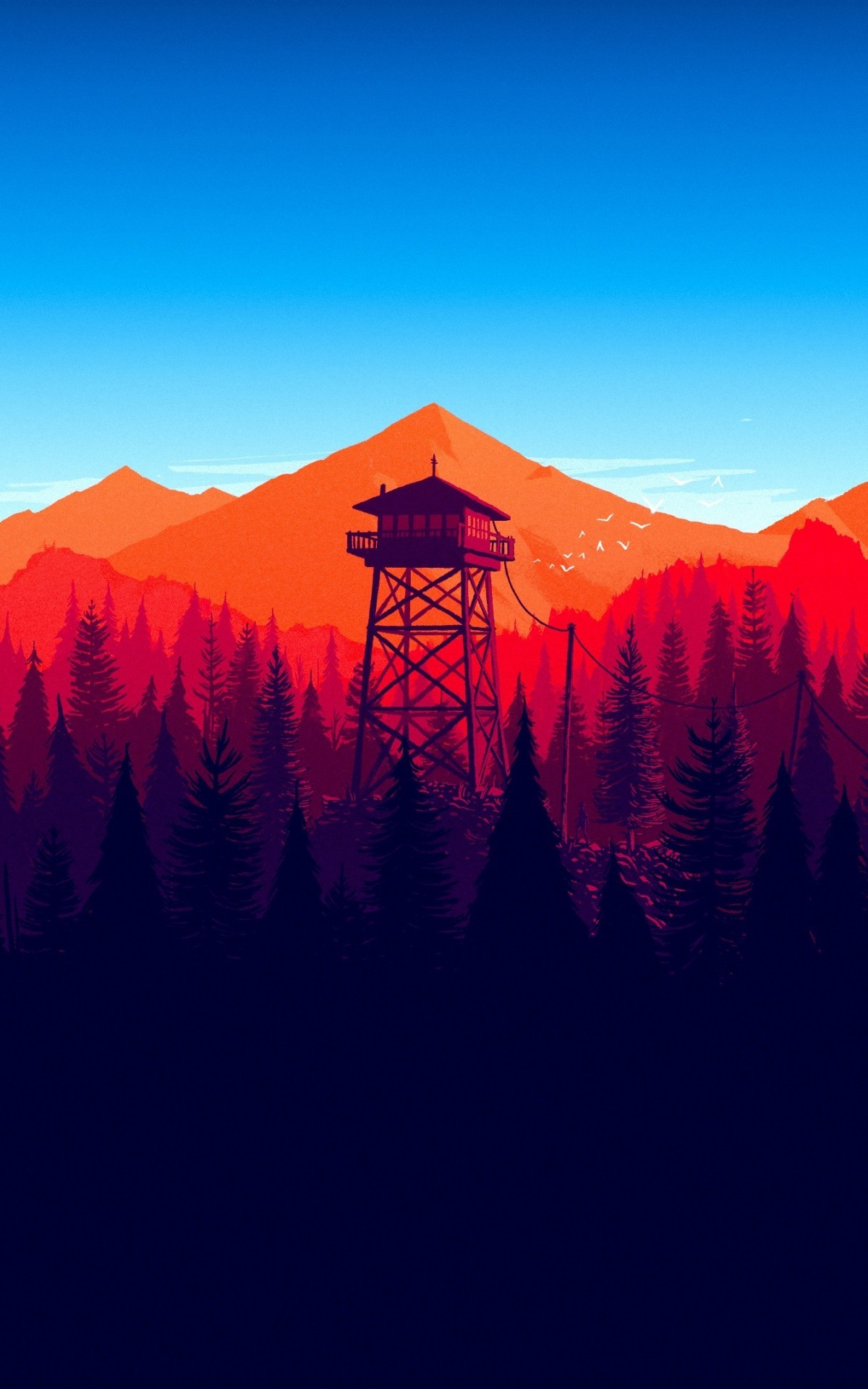 Firewatch, Forest, Landscape, In Game, Minimalistic