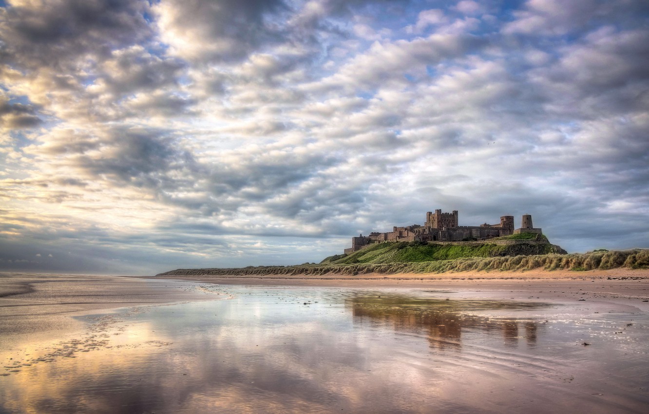 Wallpaper landscape, Bamburgh Castle, Northumberland image for desktop, section пейзажи