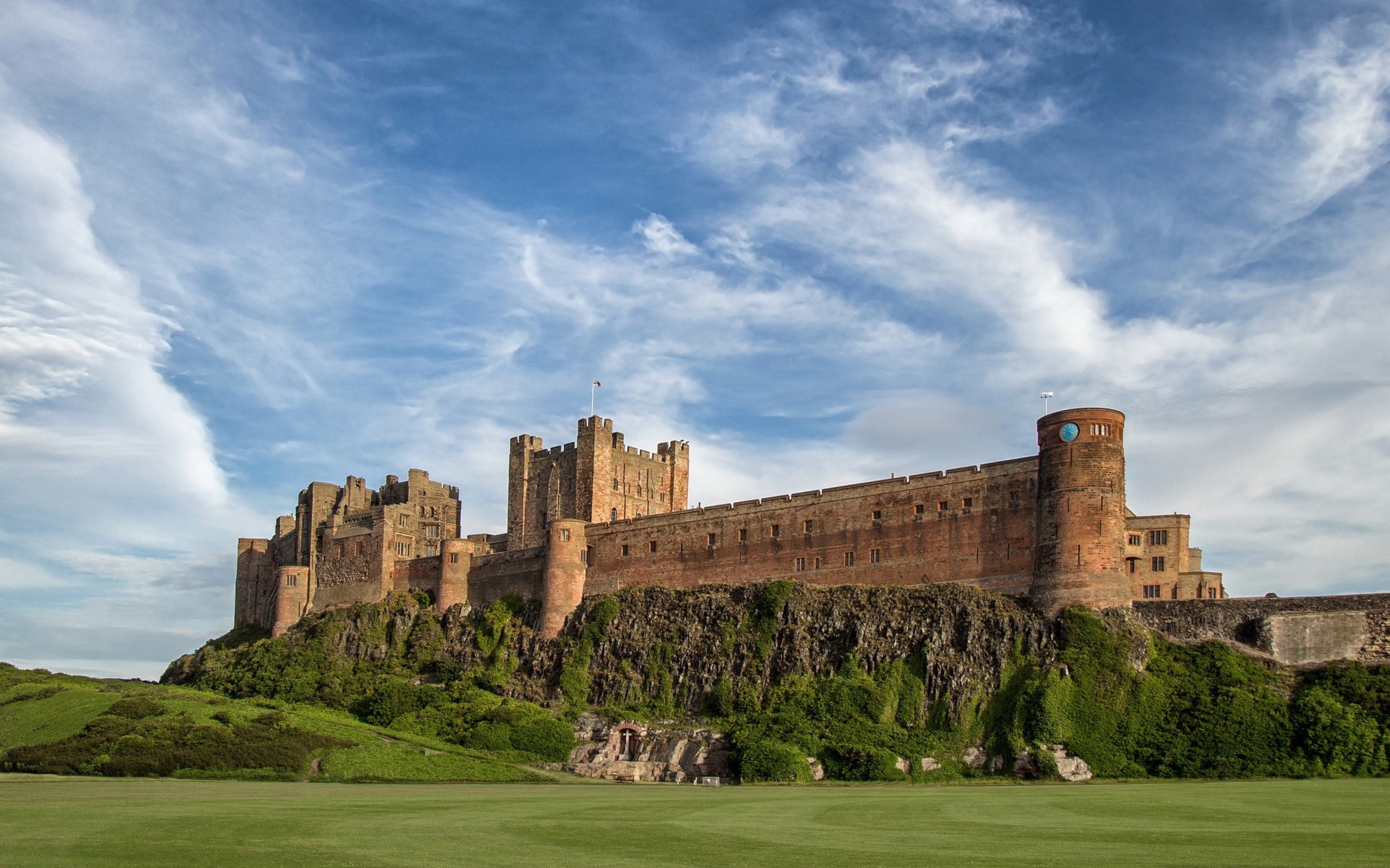 Download wallpaper Northumberland, Bamburgh Castle, UK, summer, England for desktop with resolution 2560x1600. High Quality HD picture wallpaper