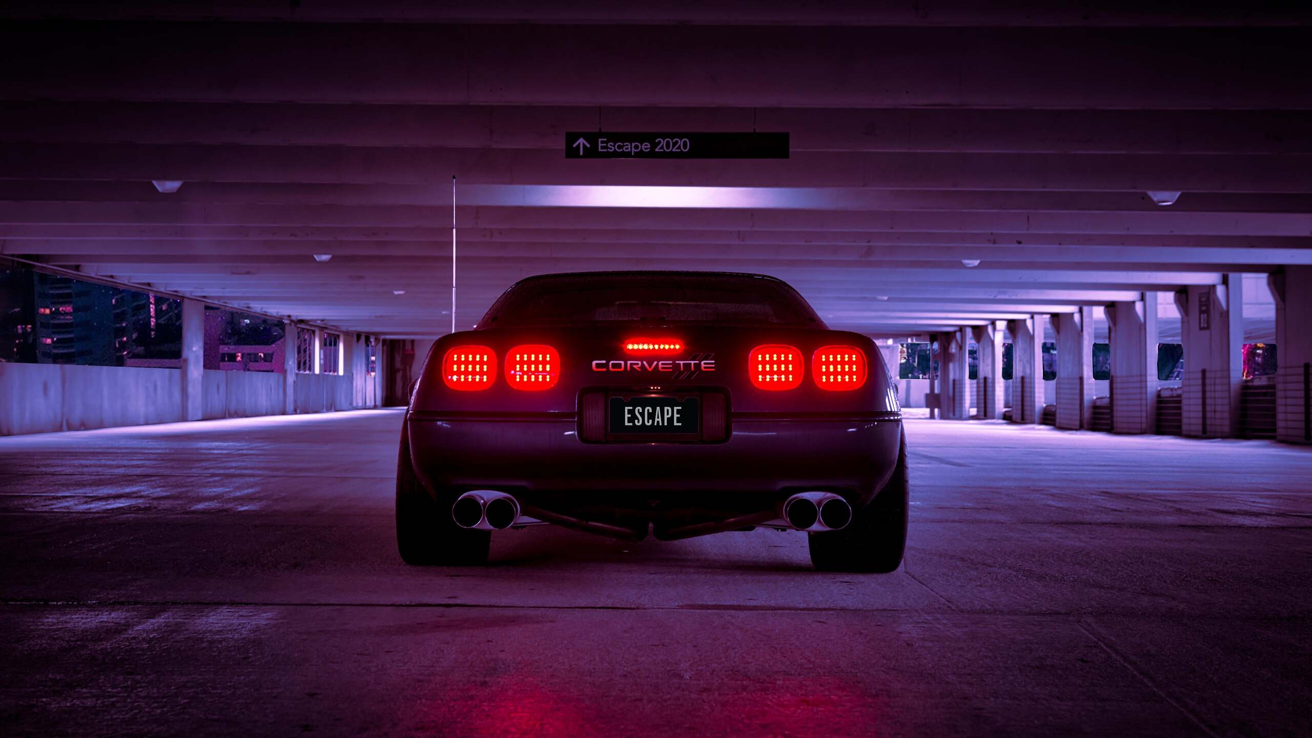 Corevette C4 Escape 2020 Retrowave 1440P Resolution HD 4k Wallpaper, Image, Background, Photo and Picture