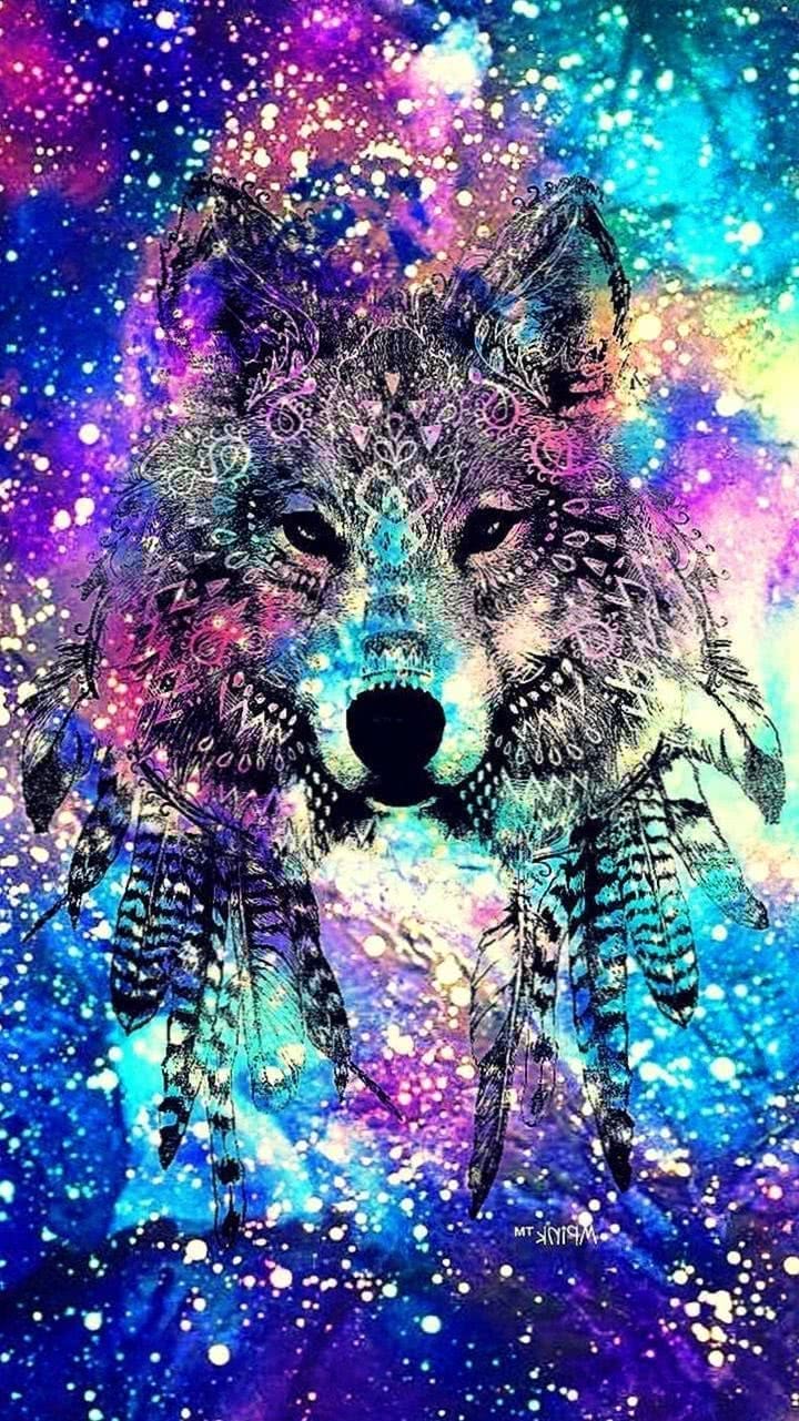 Galaxy Wolf iPhone Wallpaper