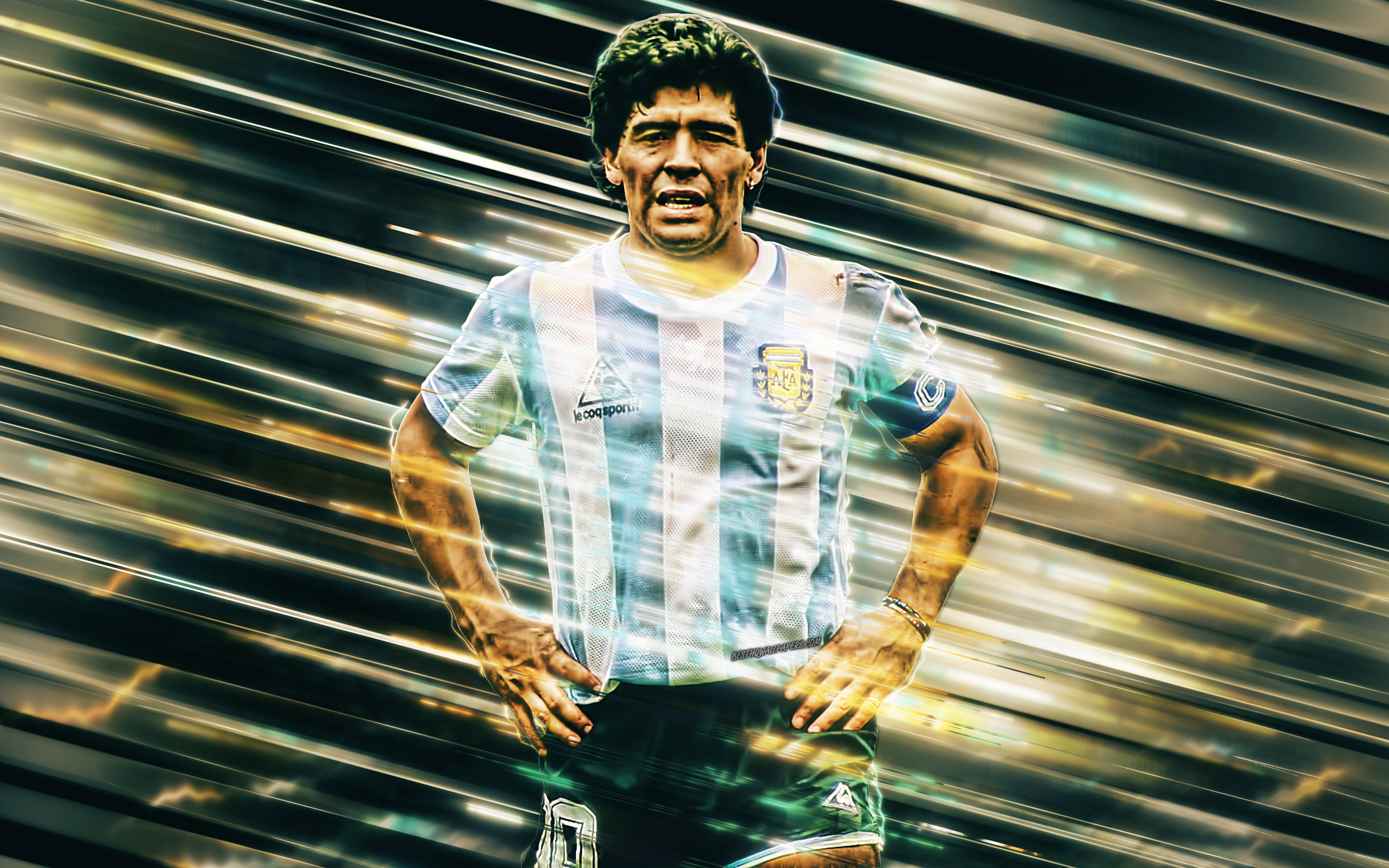 Download wallpaper Diego Maradona, world football star, art, argentinian footballer, football legend, Argentina national football team, Maradona for desktop with resolution 3840x2400. High Quality HD picture wallpaper
