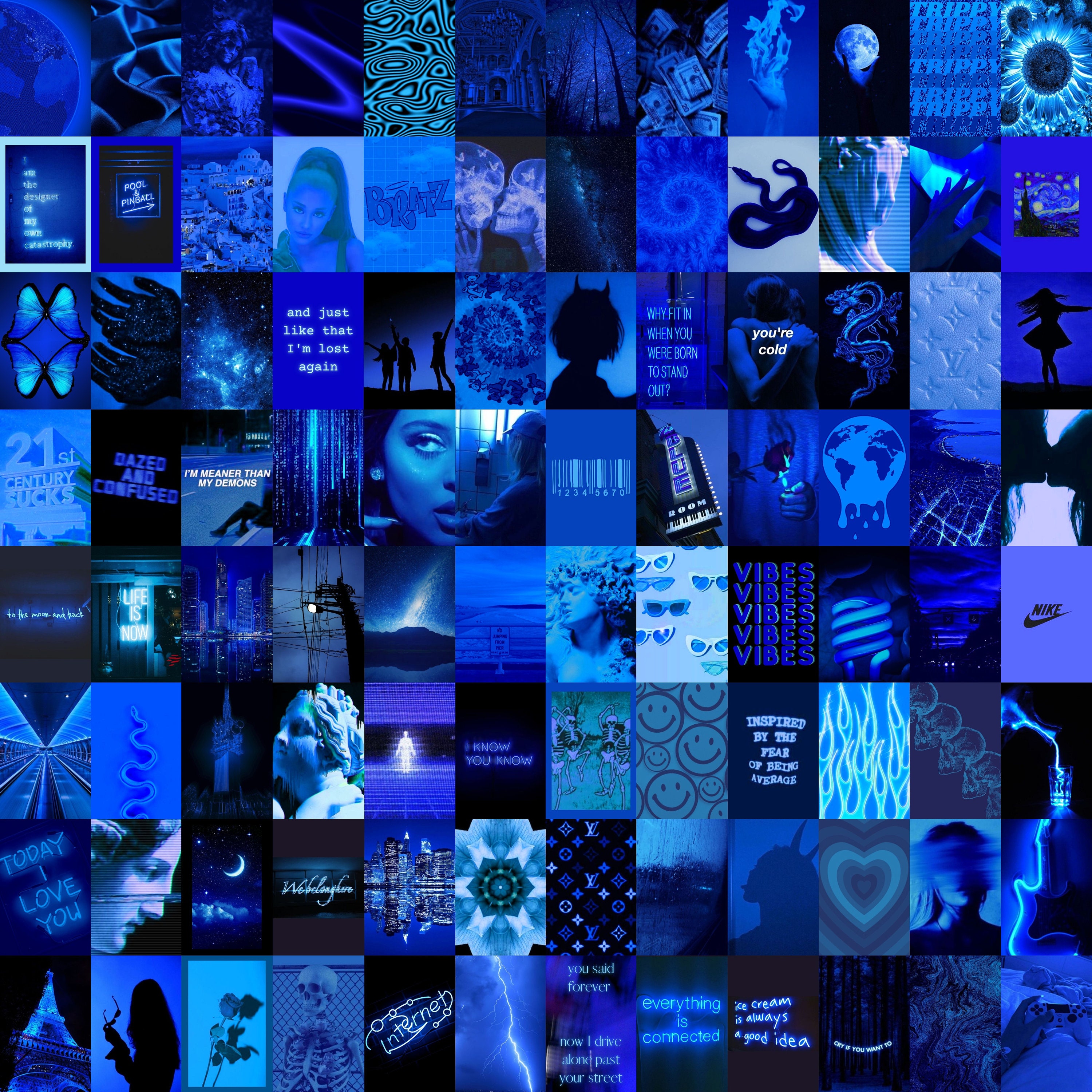 Neon Blue Wall Collage 50 100 Photo Photo Collage