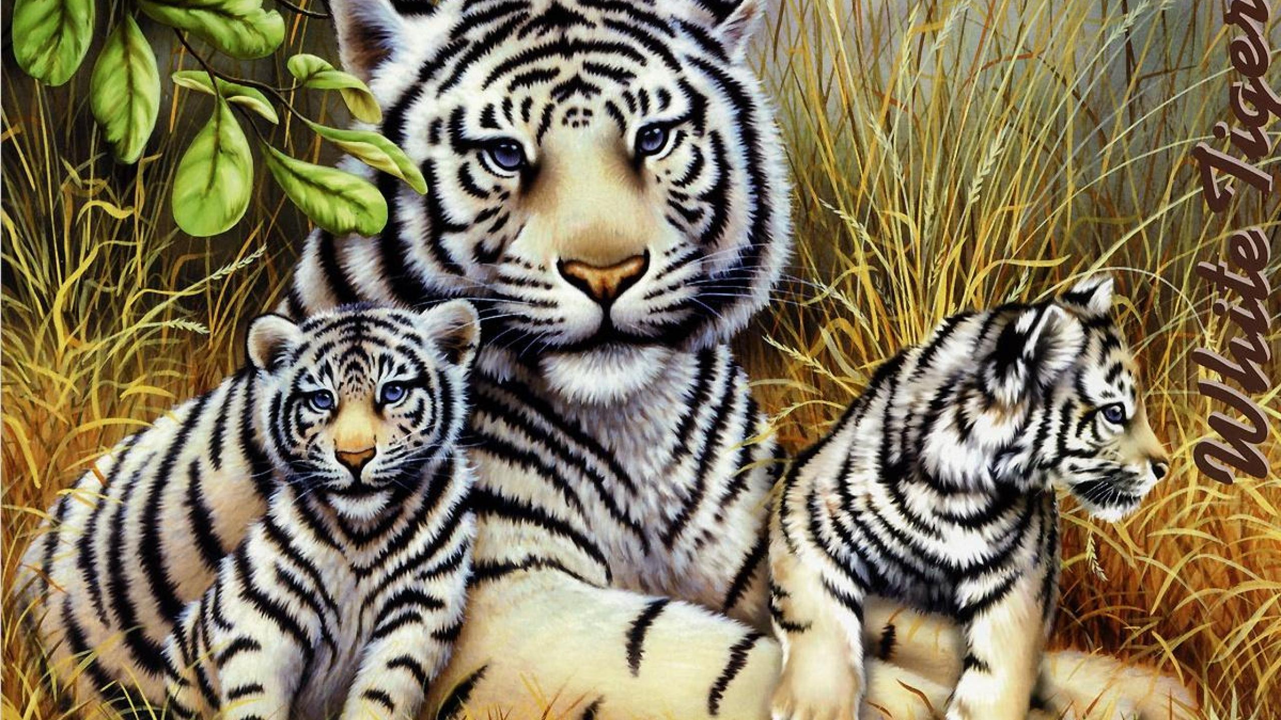 Вышивка семья тигров
