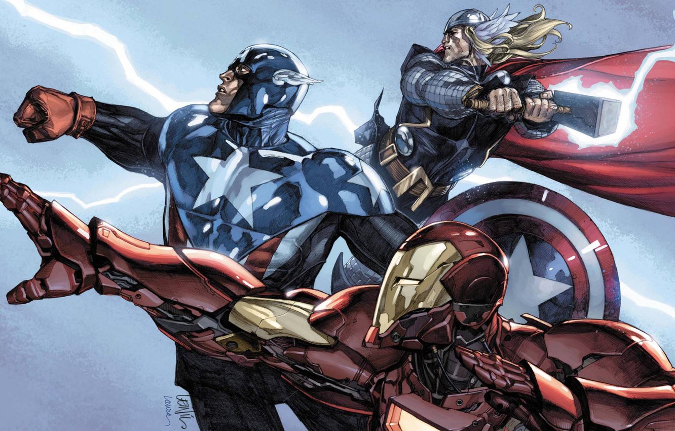 Wallpaper team, Iron man, Captain America, Thor, The Avengers image for desktop, section фантастика