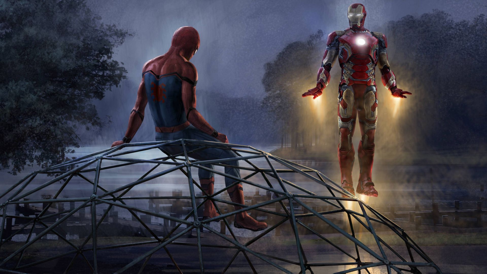 Desktop Wallpaper Iron Man, And Spider Man, 5k, Artwork, HD Image, Picture, Background, Edd768