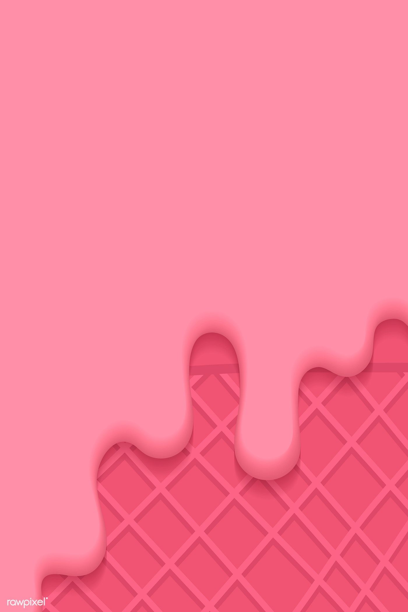 Waffles with pink creamy ice cream vector. premium image / Toon. Ice cream wallpaper, Cream wallpaper, Candy background