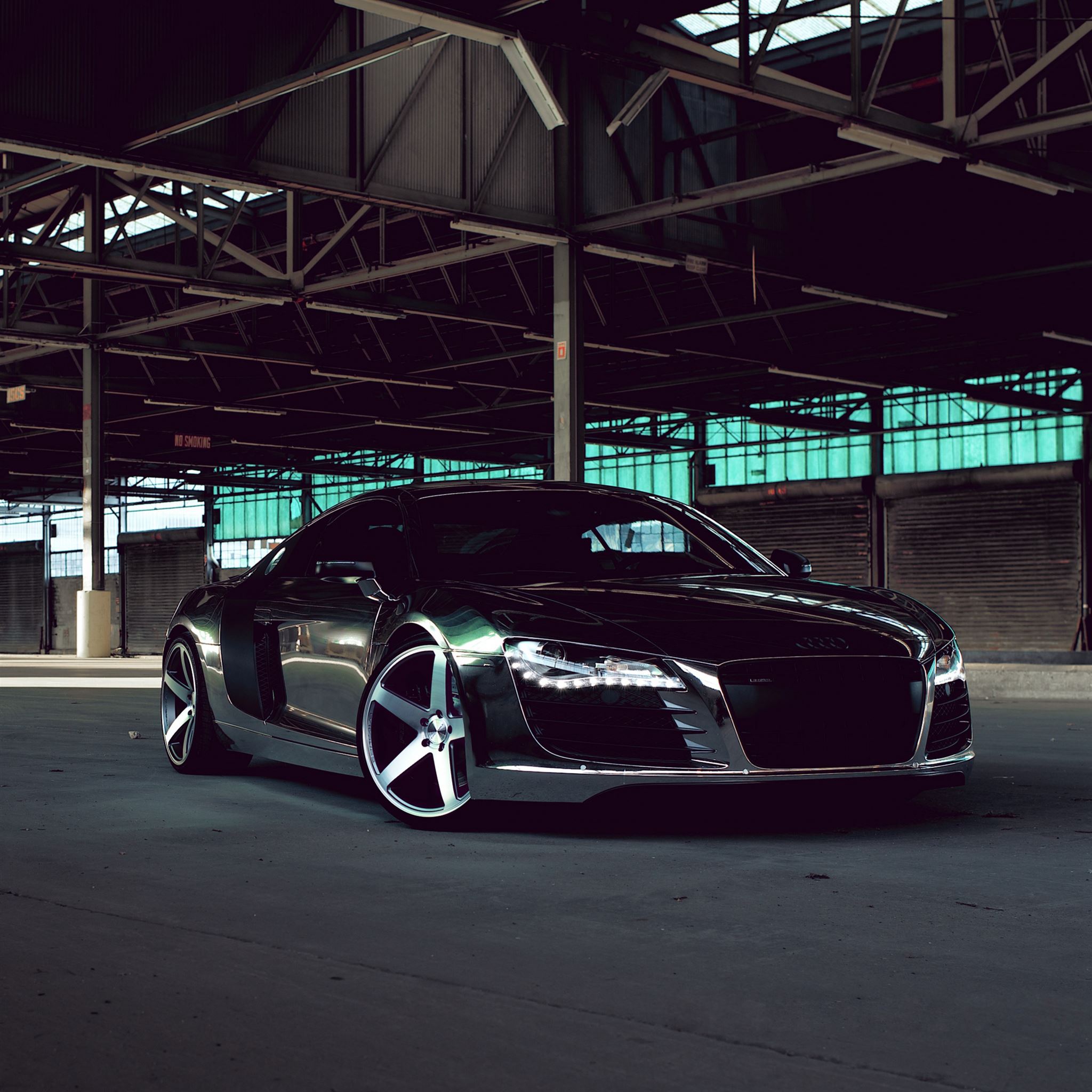 Audi R8 Chrome Cw 5 Matte Black Side View iPad Pro Wallpaper Free Download
