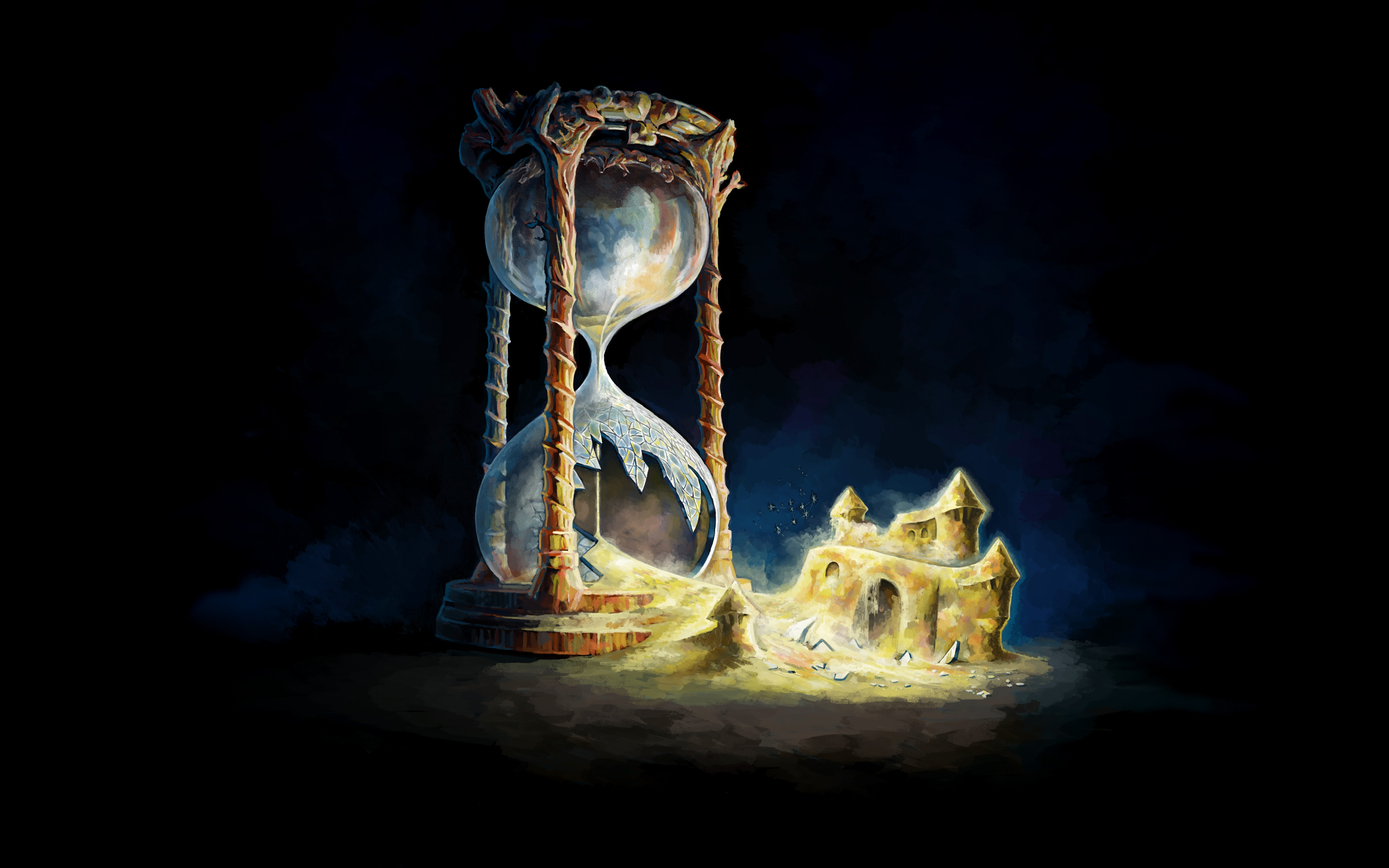 Hourglass Drawing Sand Castle Broken Sand Cracked fantasy art wallpaperx1600