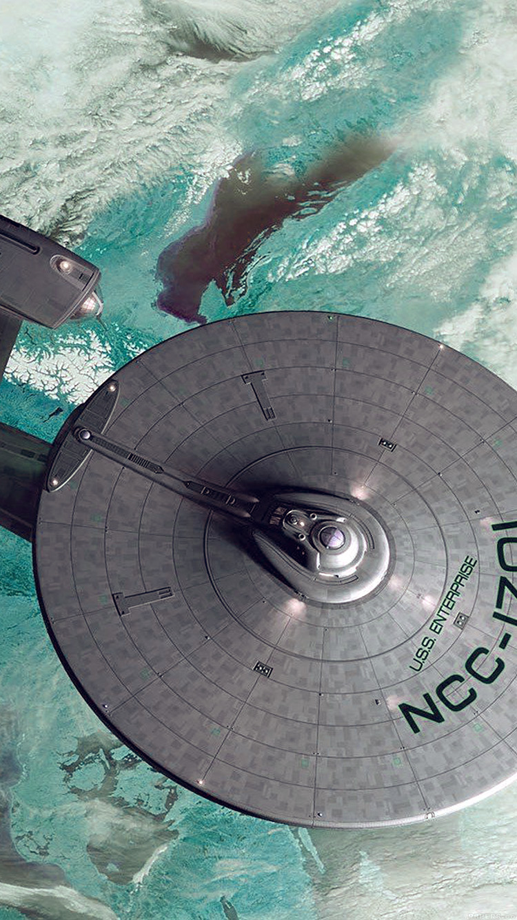 iPhone X wallpaper. starship enterprise blue space art illust