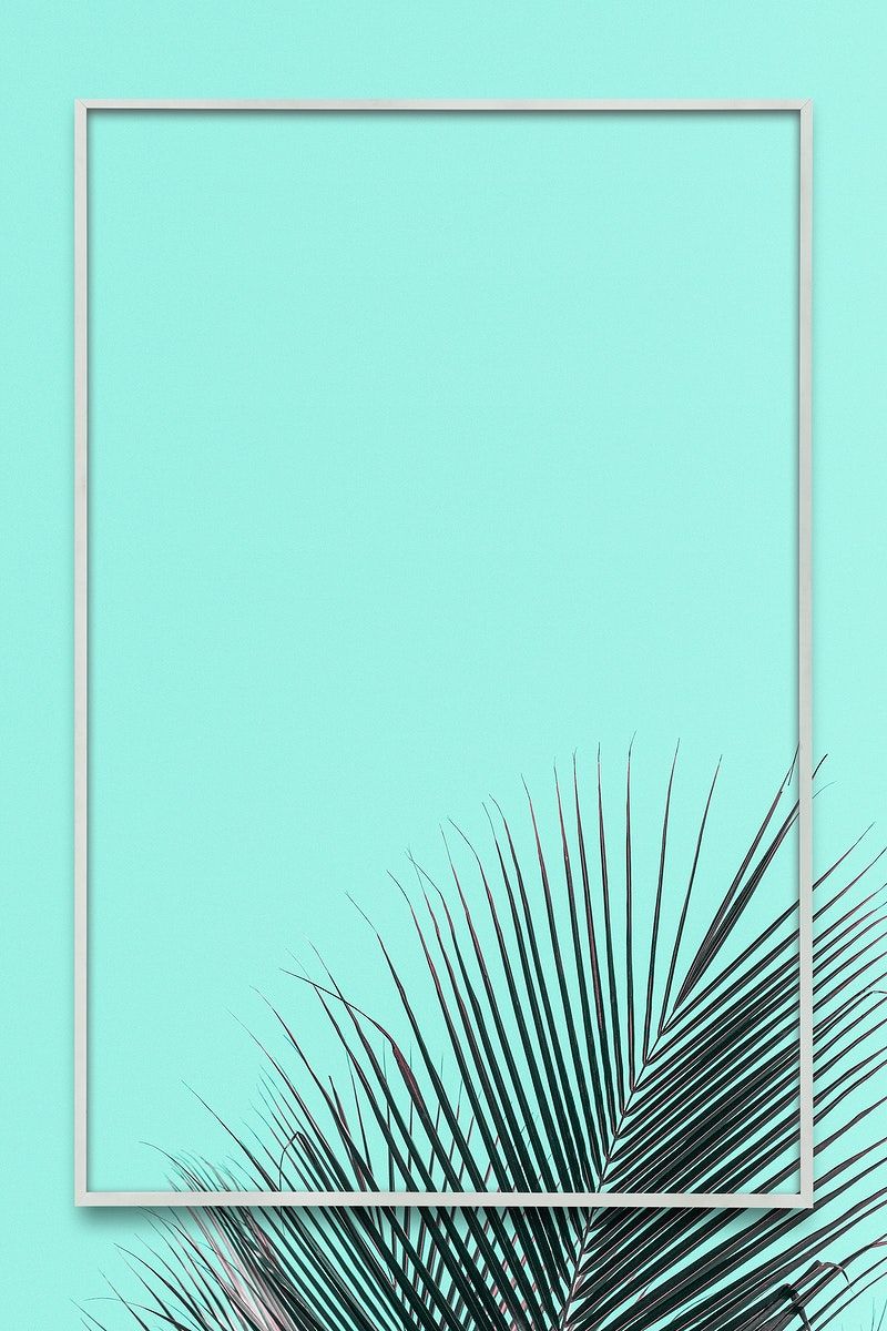 Palm leaf frame on a turquoise background. premium image / nunny. Turquoise background, Premium illustration, Leaf frame