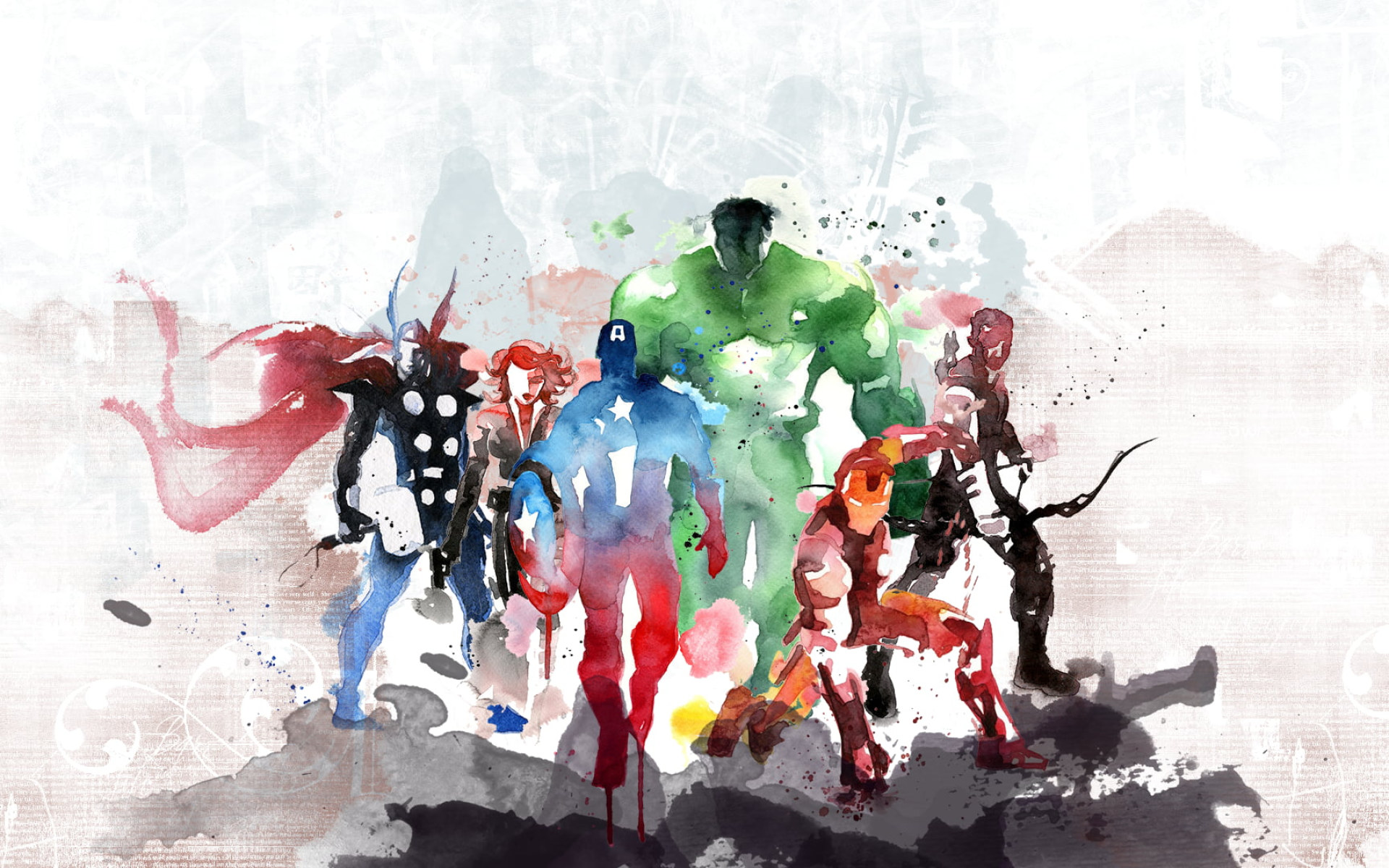 Marvel Avengers Painting Wallpaper, The Avengers, Iron Man, Captain America...