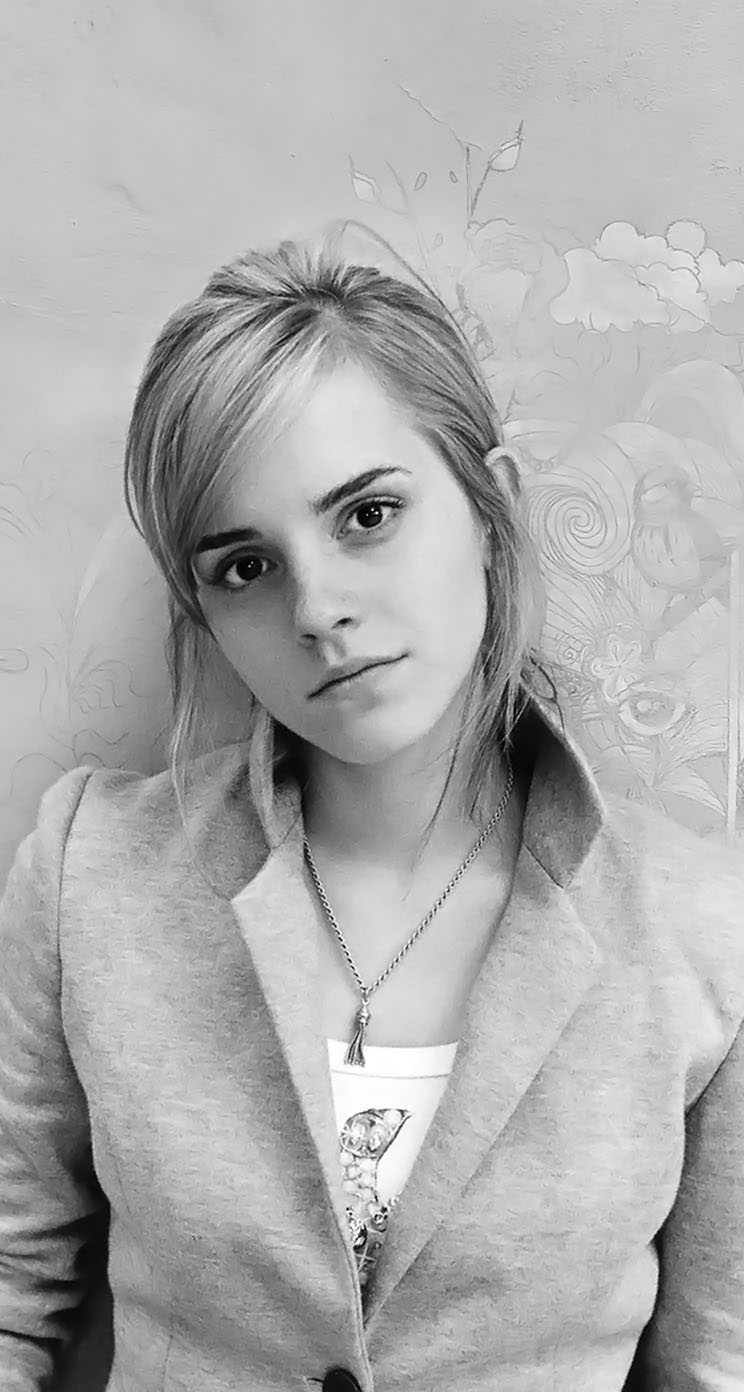 The iPhone Wallpaper Emma Watson black and white