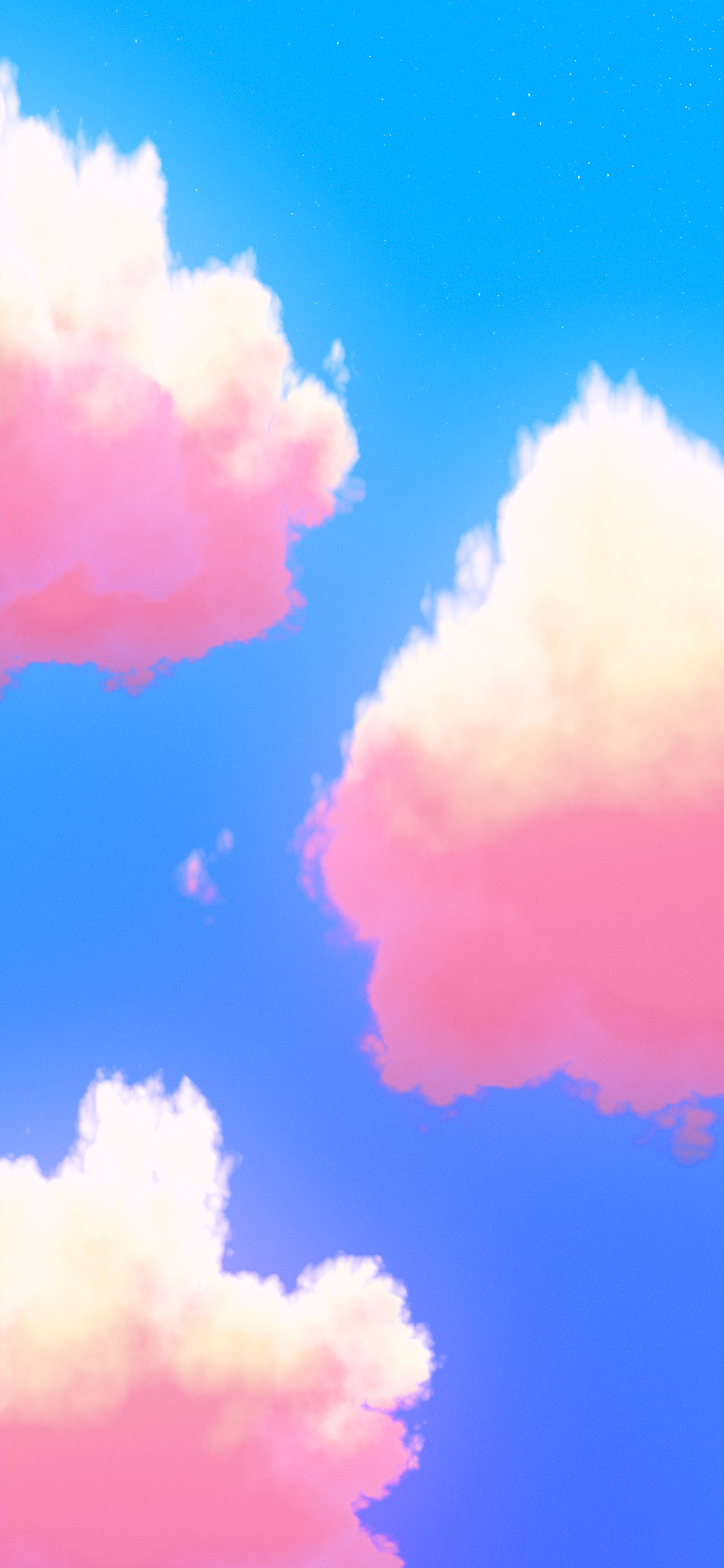 Fantasy cloud iPhone wallpaper from sunset to moonrise