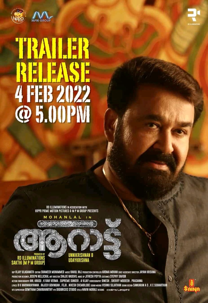 KollyPrime's tweet - #AaraattuGrand Release on Feb 4th 5 PM !! #Mohanlal #Aaraattu