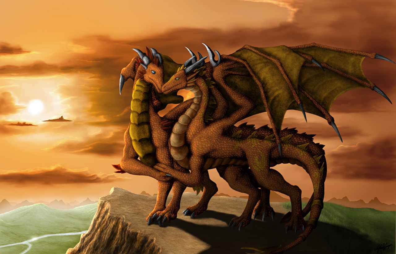 Desktop Wallpaper dragon Wings 2 Love Fantasy