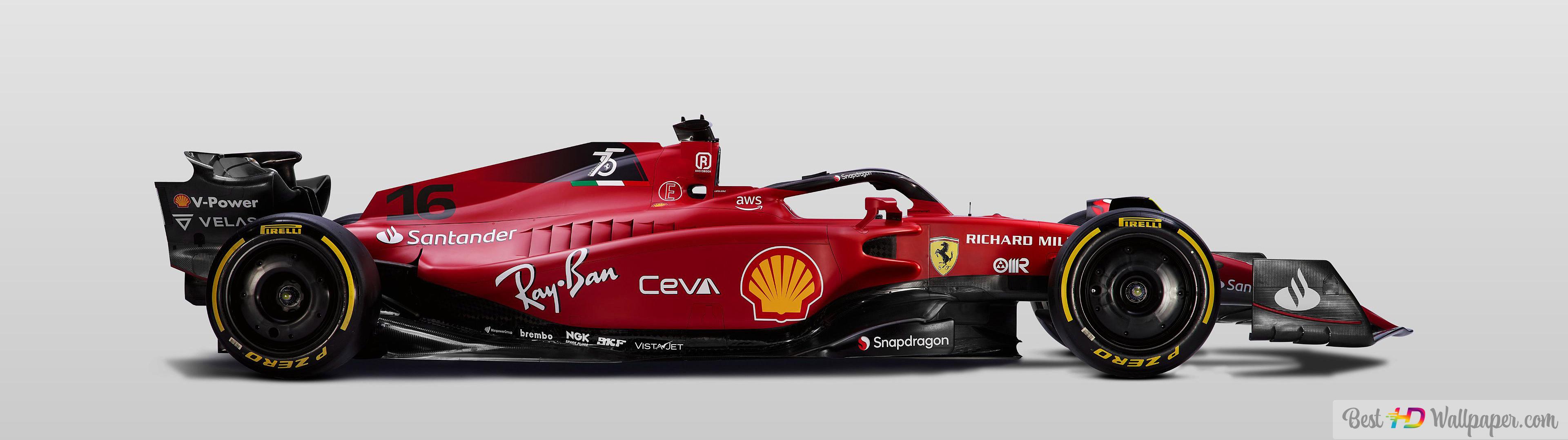 Ferrari F1 75 Formula 1 2022 New Car Side View White Background HD Wallpaper Download