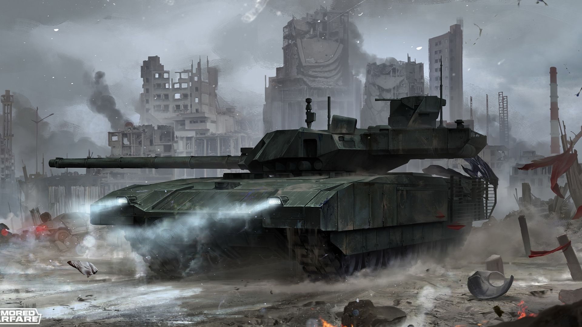 Desktop Wallpaper Armored Warfare, Online Game, Video Game, Tank, Ruined City, HD Image, Picture, Background, Uyllej