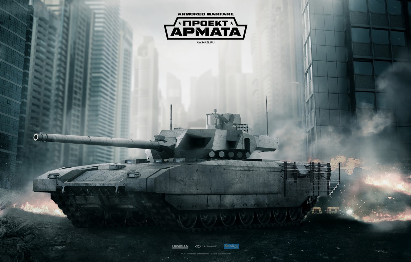 Wallpaper smoke, tank, tanks, CryEngine, mail.ru, Armored Warfare, Obsidian Entertainment, The Armata Project, my.com image for desktop, section игры