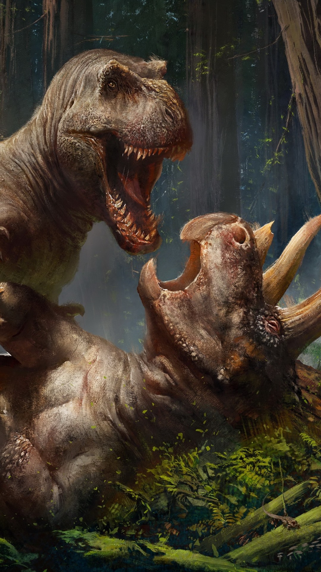 iPhone Wallpaper Prehistoric Animals, Dinosaurs, Triceratops, Rex Vs Triceratops