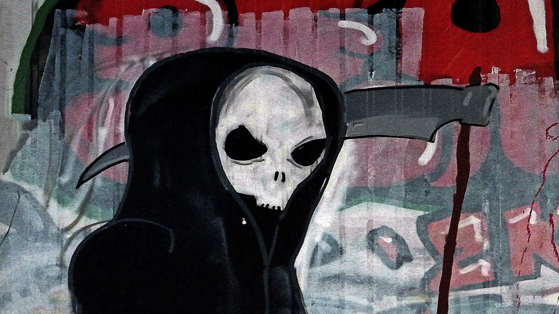 Grim Reaper, Artwork, Skull, Graffiti HD Wallpaper / Desktop and Mobile Image & Photo