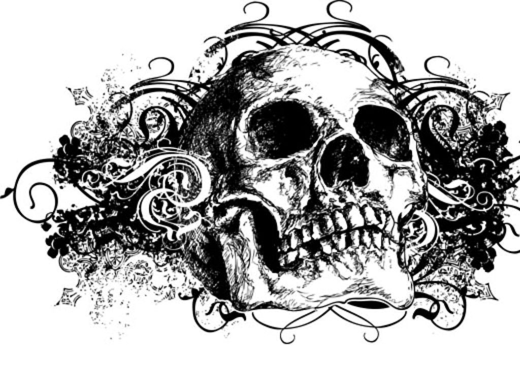 Black And White Graffiti Skull