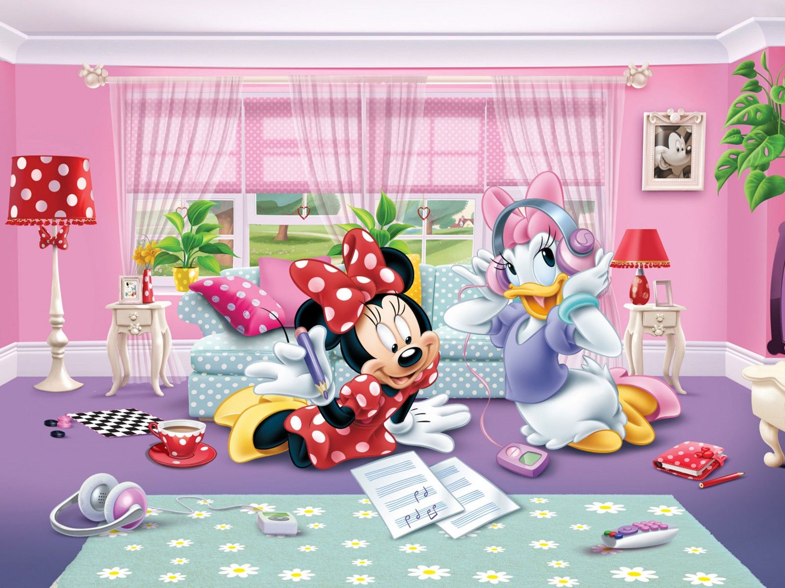 XXL Photo Wallpaper Mural Disney Minnie Mouse Daisy Duck. Daisy wallpaper, Kids room wallpaper, Disney mural