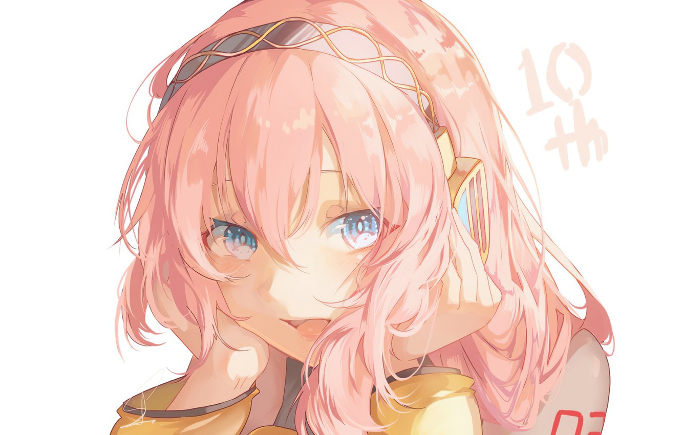 Wallpaper girl, face, headphones, Vocaloid, Vocaloid, Luka Megurine image for desktop, section прочее