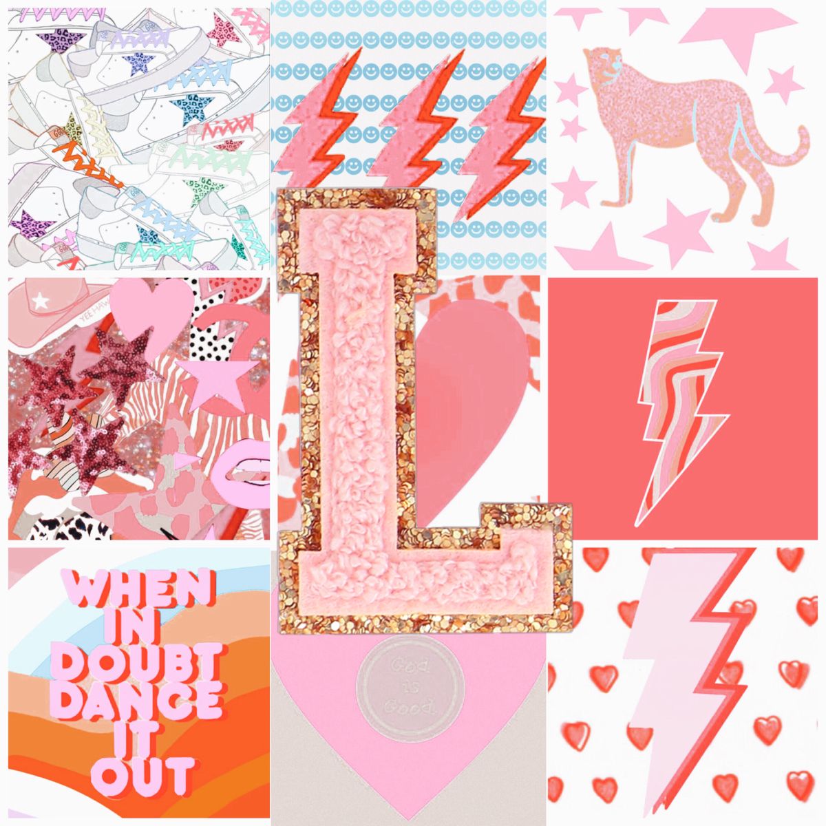 Preppy pink varsity letter l sticker