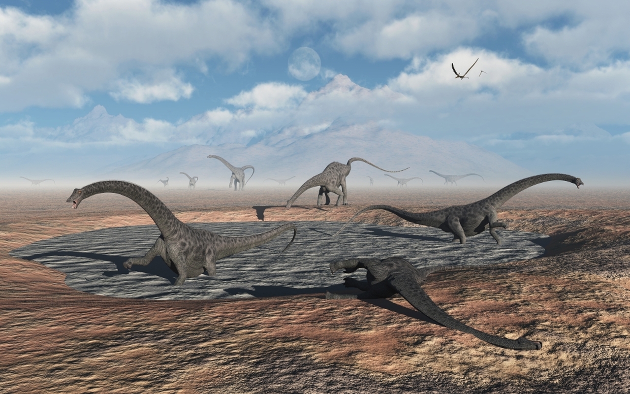 Diplodocus Dinosaurs Caught In A Deadly Mud Pit During A Drought. Poster Print By Mark Stevenson Stocktrek Image # VARPSTMAS600110P