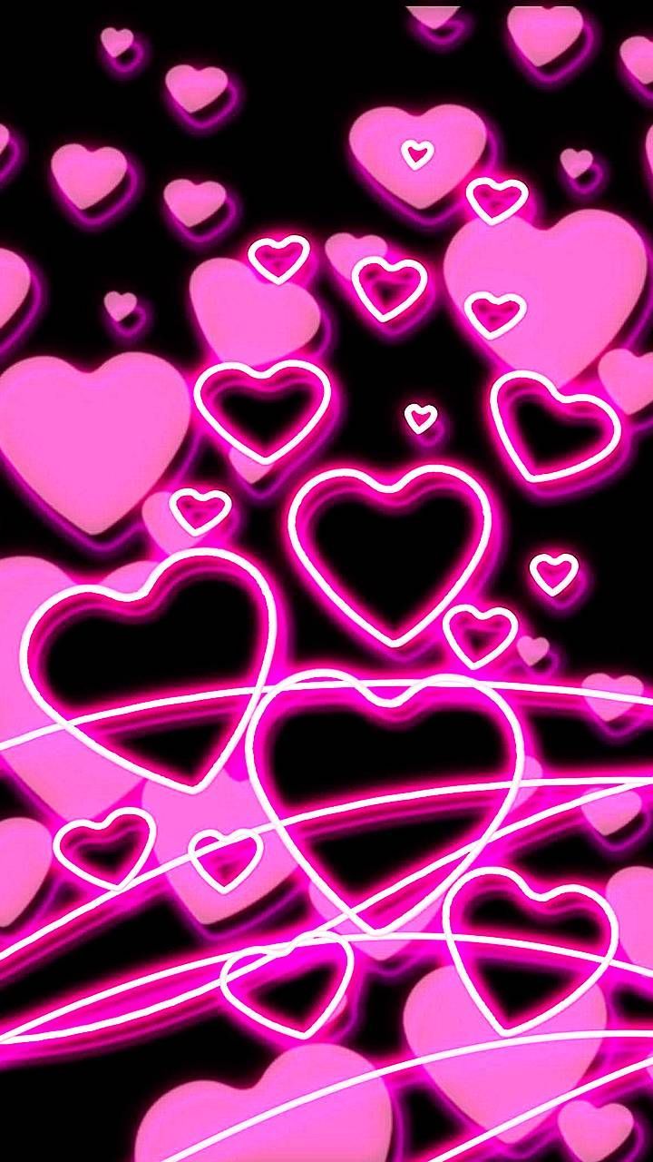 Neon Pink Hearts Wallpaper Free Neon Pink Hearts Background