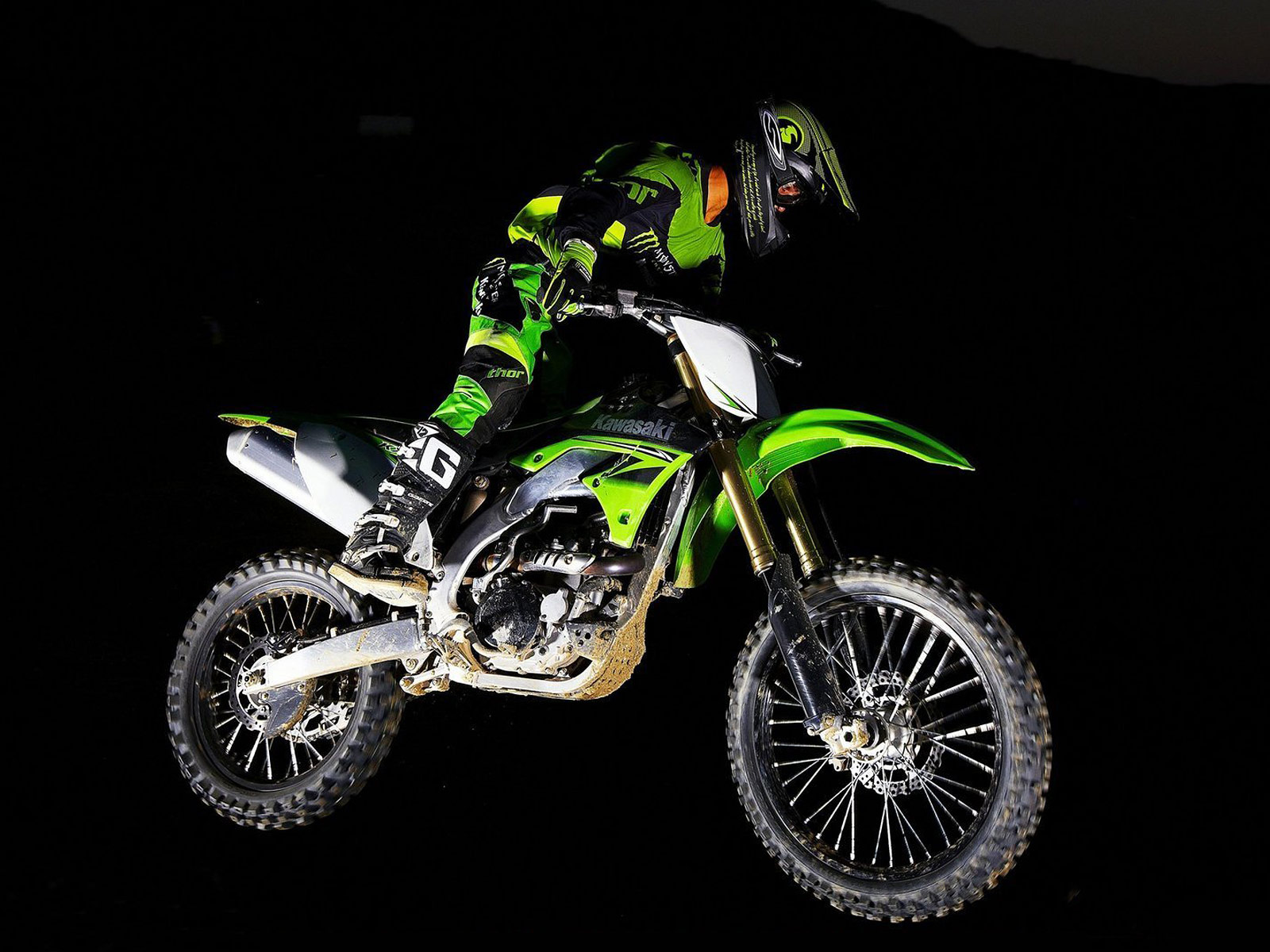 Motocross jump on black background Royalty Free Vector Image