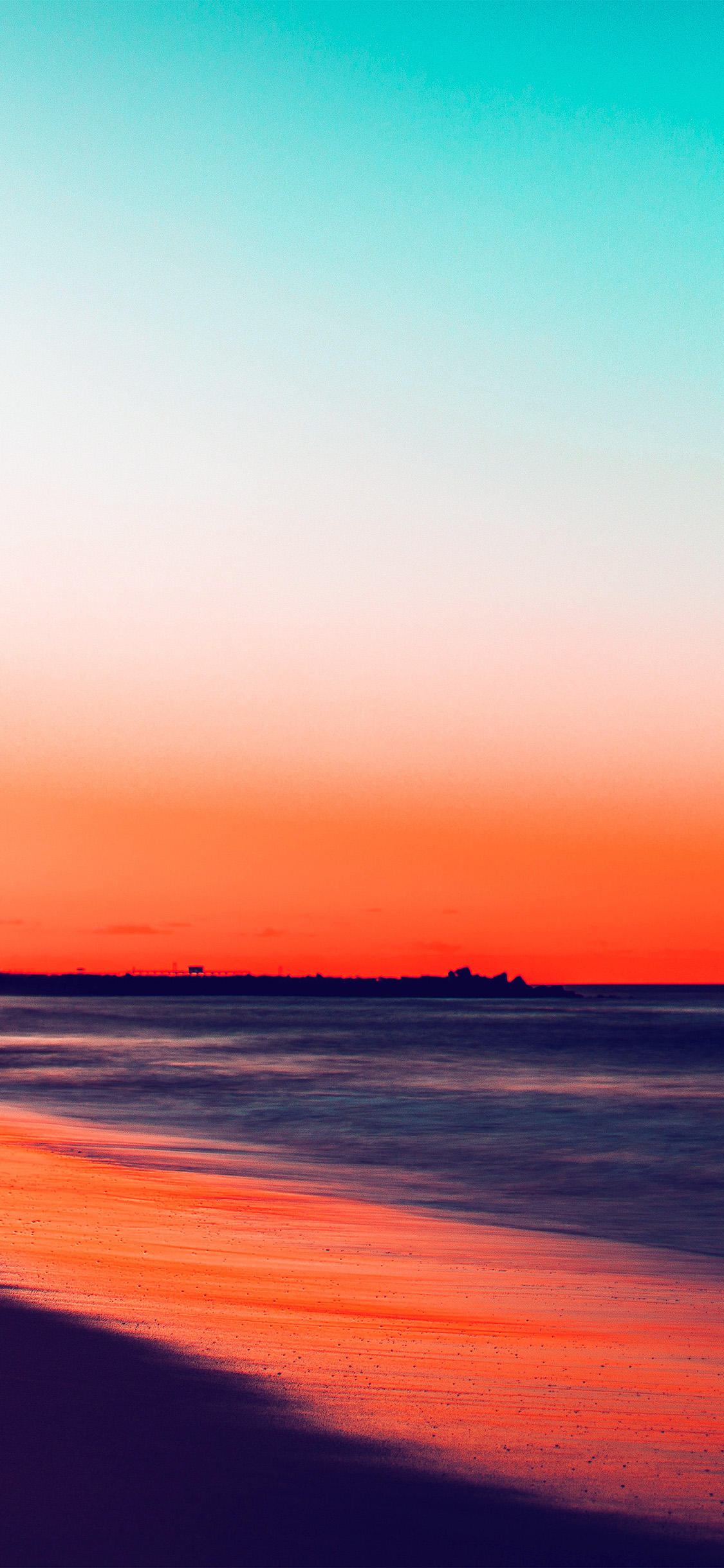 iPhone X wallpaper. sunset beach fall night sea nature red