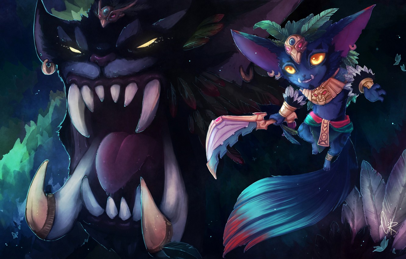 Wallpaper fangs, grin, League of Legends, riot games, iordl, Gnar image for desktop, section игры