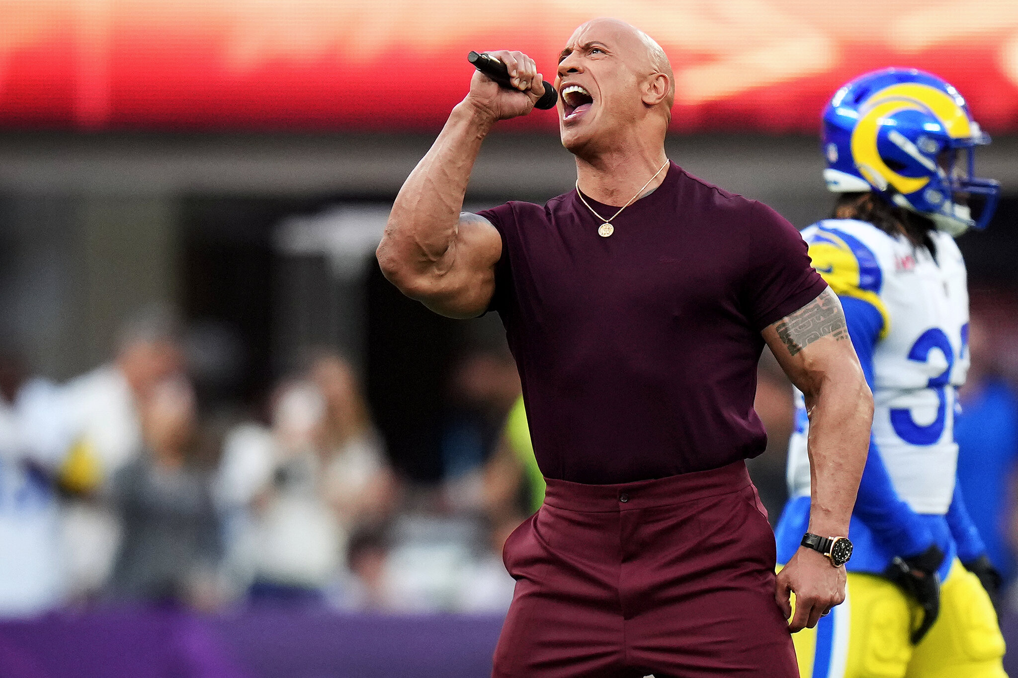 Dwayne Johnson Kicks Off the Super Bowl With Energizing Speech