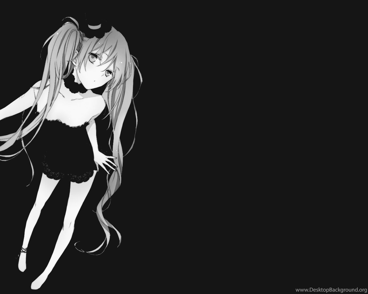 Black And White Hatsune Miku Vocaloid Wallpaper Anime. Desktop Background
