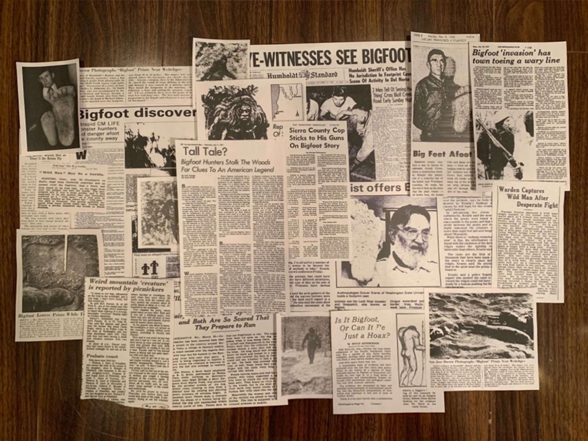 Bigfoot Newspaper Clippings 21 Piece Collection Vintage