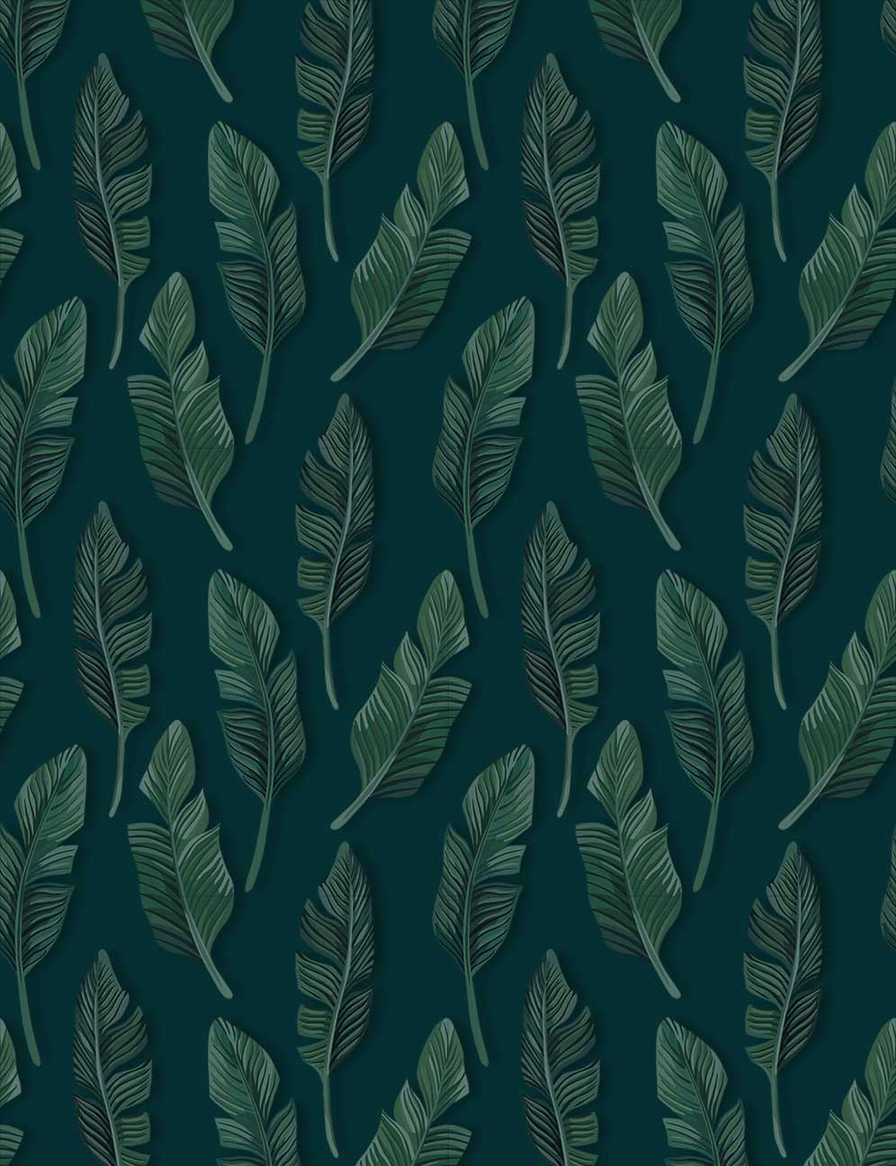 Blue & Green Jungle Leaf Wallpaper- Feathr Wallpaper