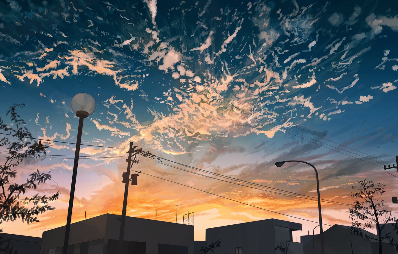 Wallpaper summer, the sky, sunset, the city image for desktop, section арт