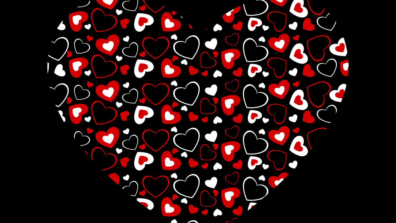Download wallpaper 1366x768 heart, hearts, art, dark, love tablet, laptop HD background