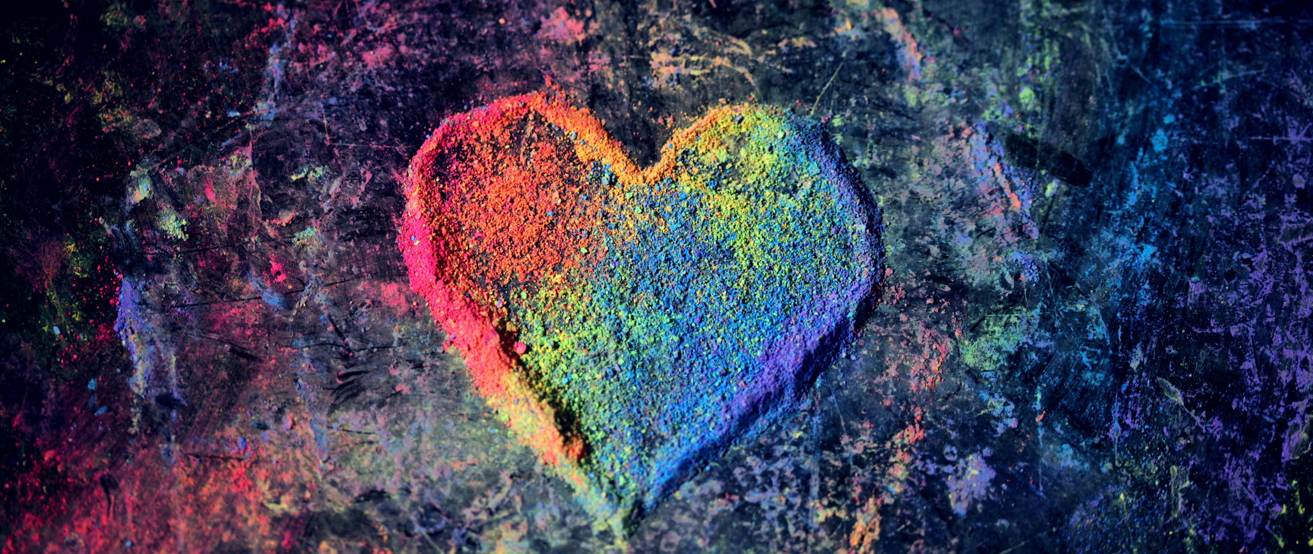 Love heart Wallpaper 4K, Rainbow colors, Colorful, Chalk dust, 5K, Photography