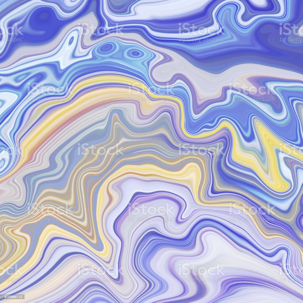 Abstract Fluid Art Texture Violet Blue Yellow Marbled Background Agate Macro Decorative Marble Paint Liquid Marbling Effect Creative Painted Wallpaper Bright Hue Pastel Wavy Lines Image Now