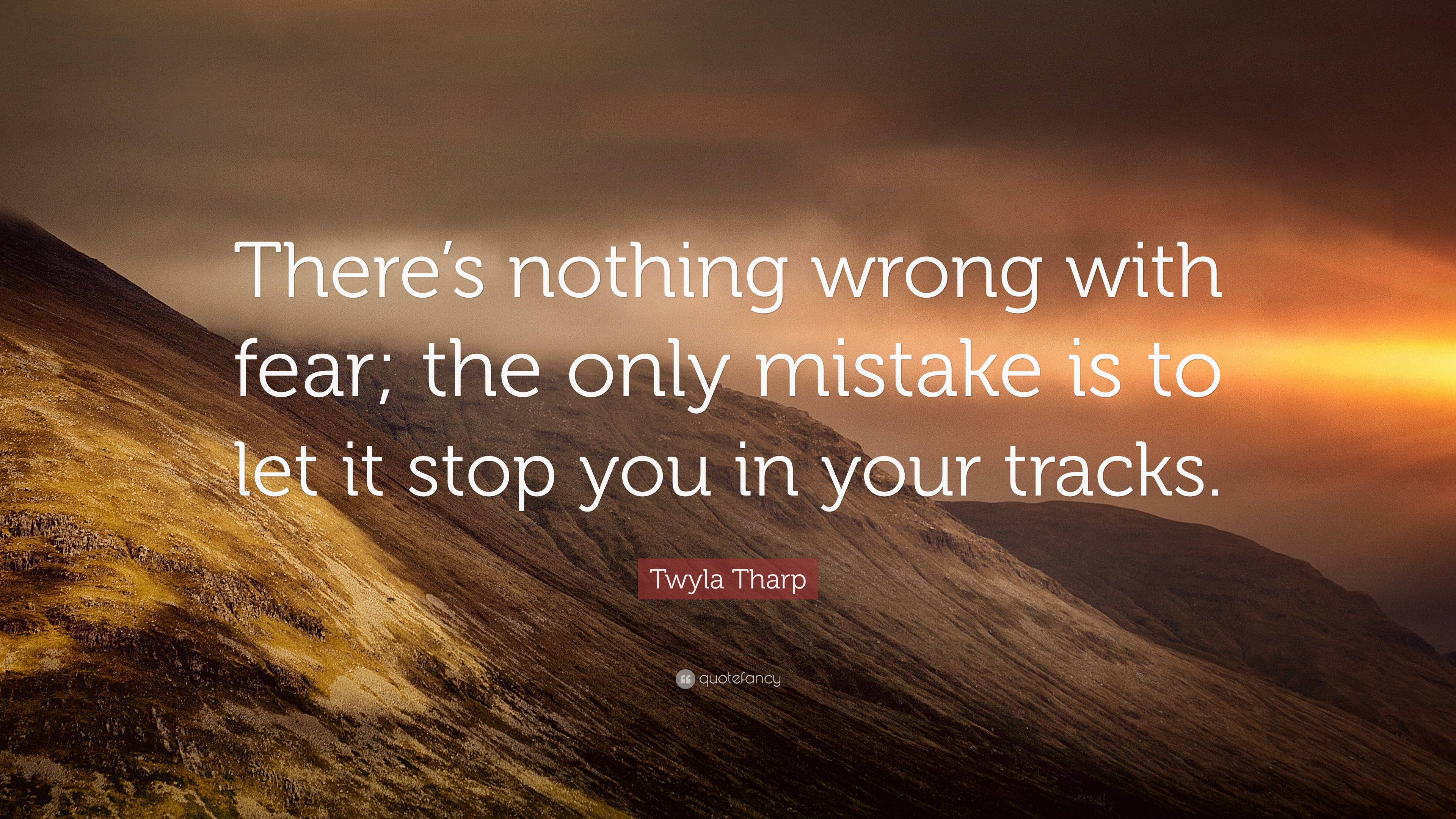 Twyla Tharp Quote: “There's nothing wrong with fear; the only mistake is to let it stop